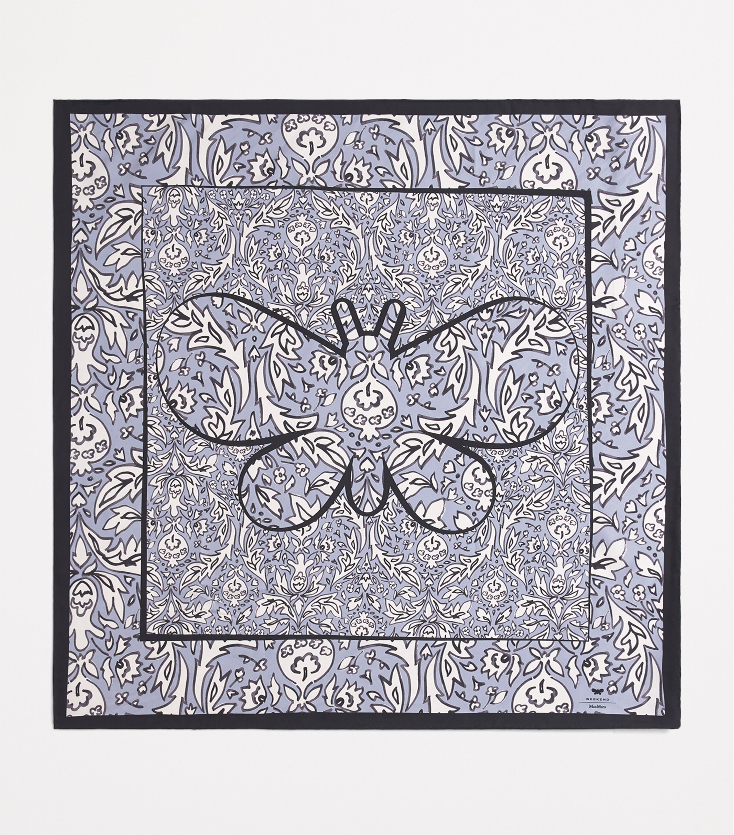 Silk Butterfly Square Scarf LIGHT GREY Image 3