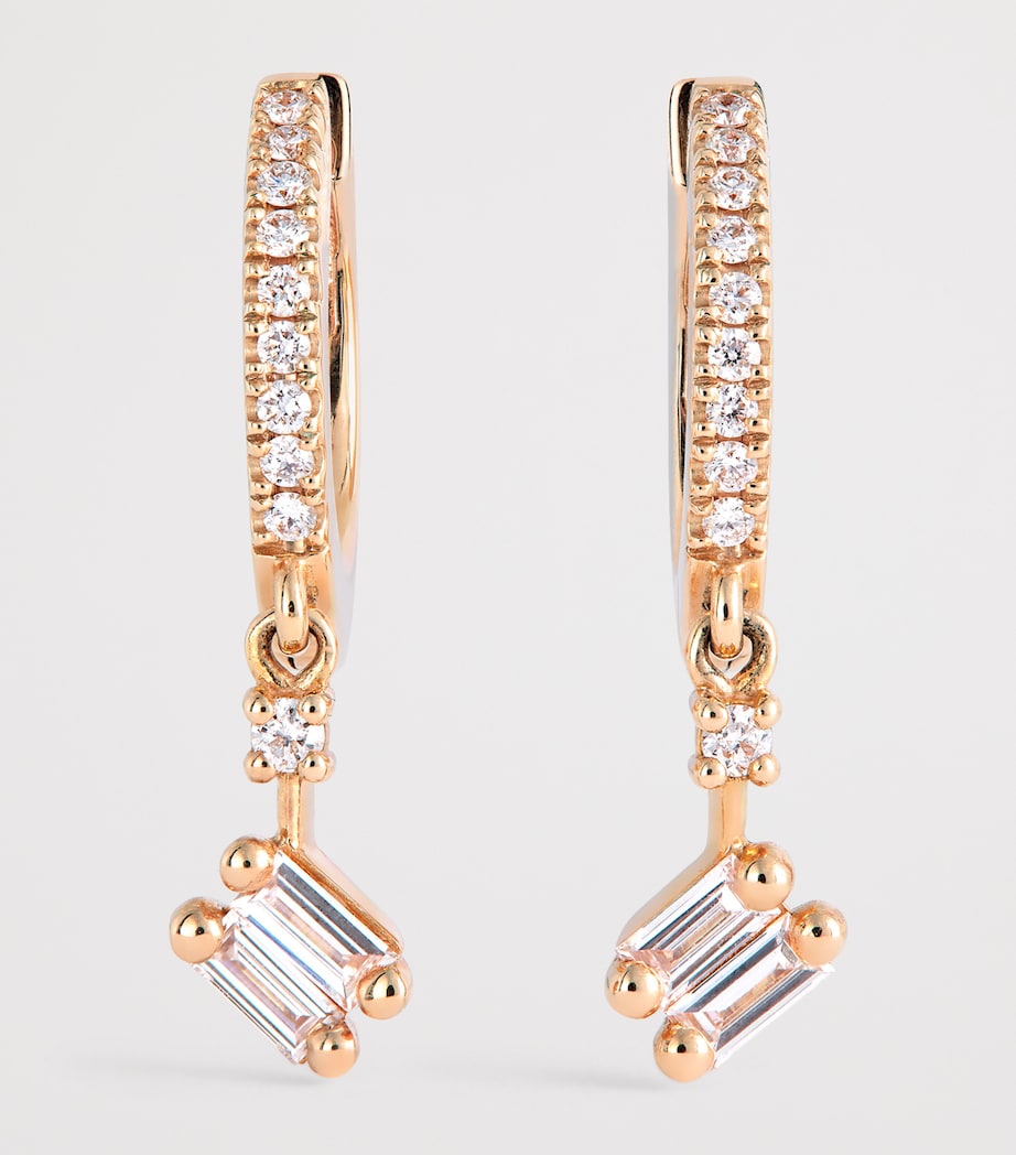 Rose Gold and White Diamond Bold Drop Earrings 18K RG/WD Image 3