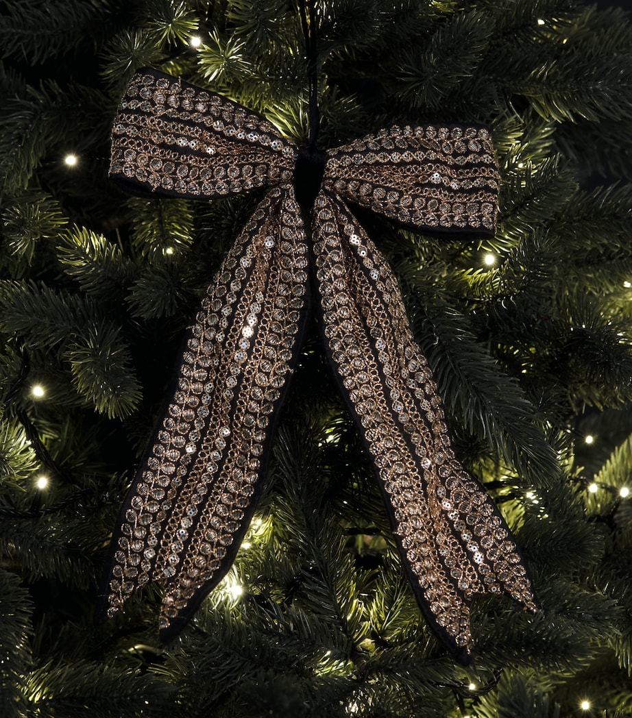 Luxury Garland Embellished Bow Tree Decoration Black And Gold Image 3