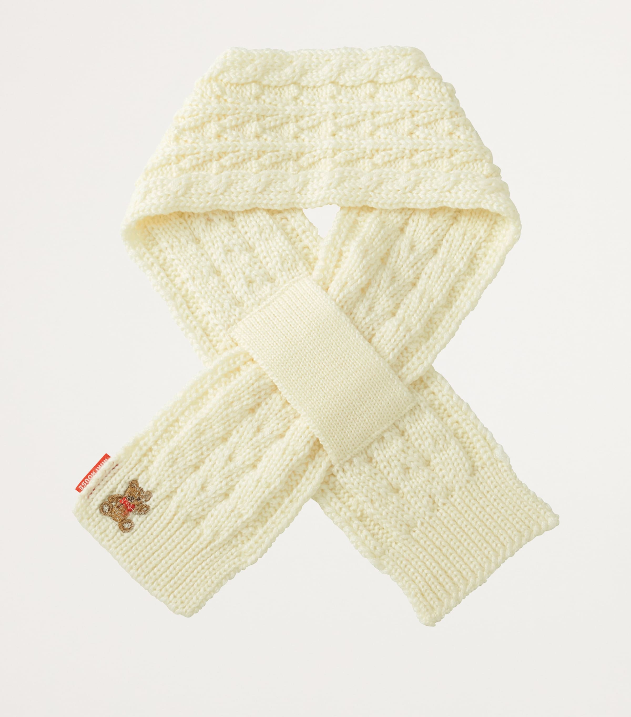 Cable-Knit Bear-Embroidered Scarf 31 Image 3