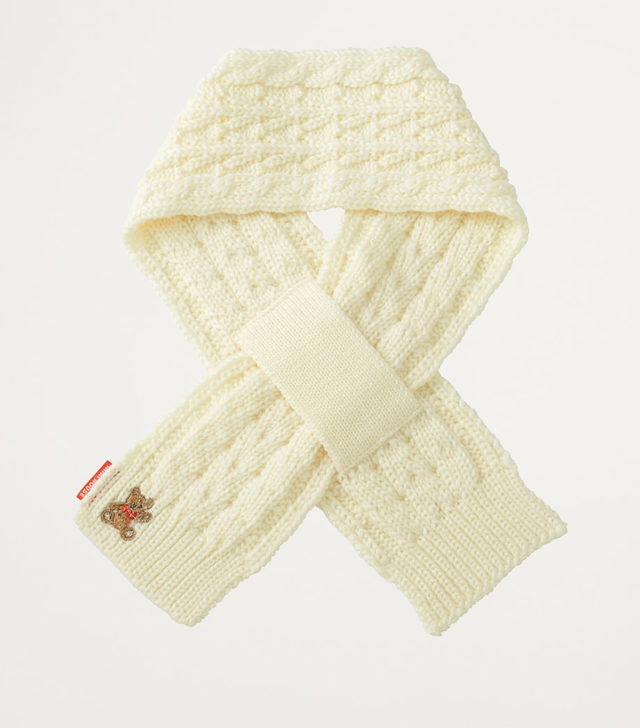 Cable-Knit Bear-Embroidered Scarf 31 Image 3