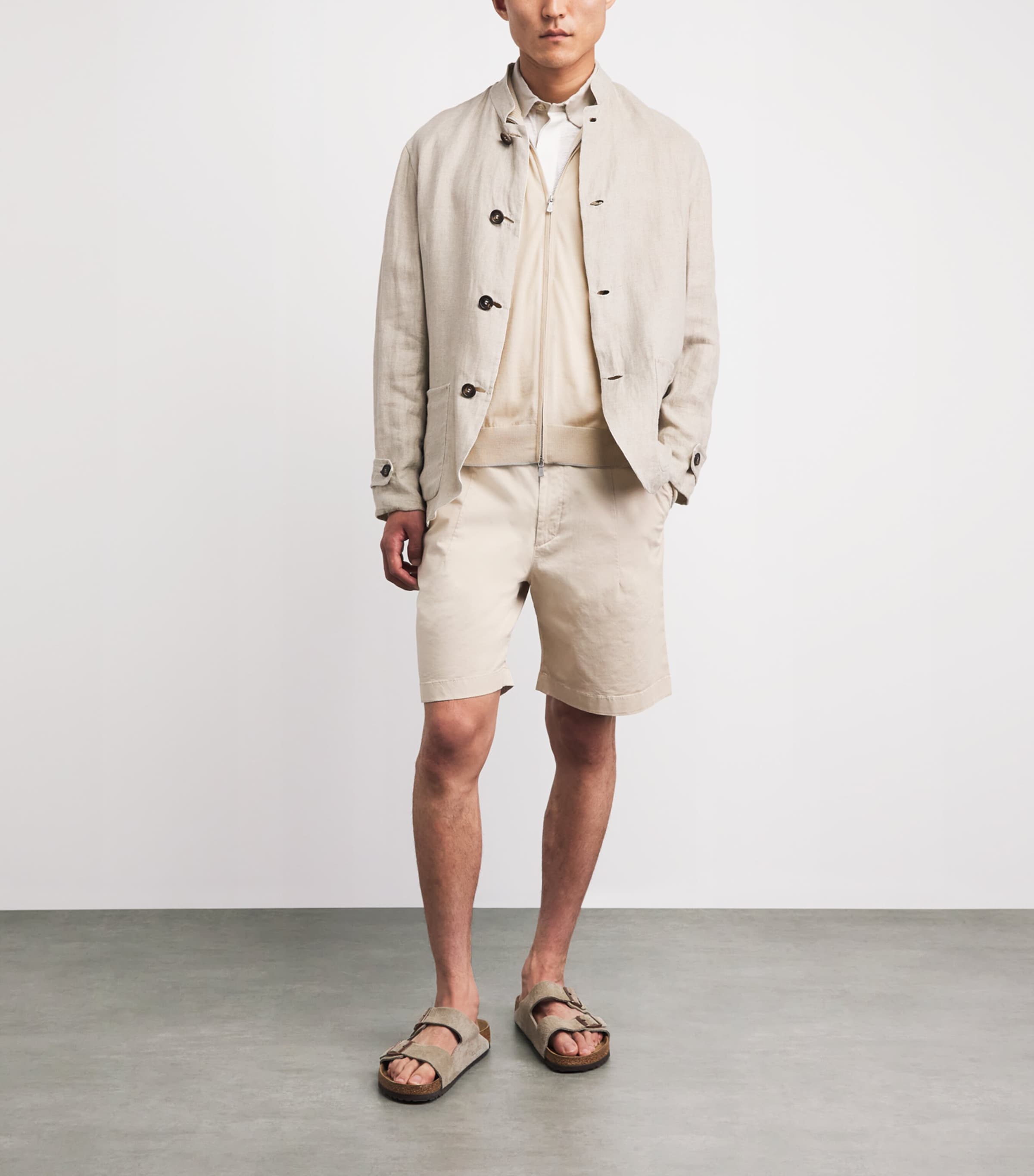 Eleventy Mens Stretch-Cotton Chino Shorts Sabbia Image 2
