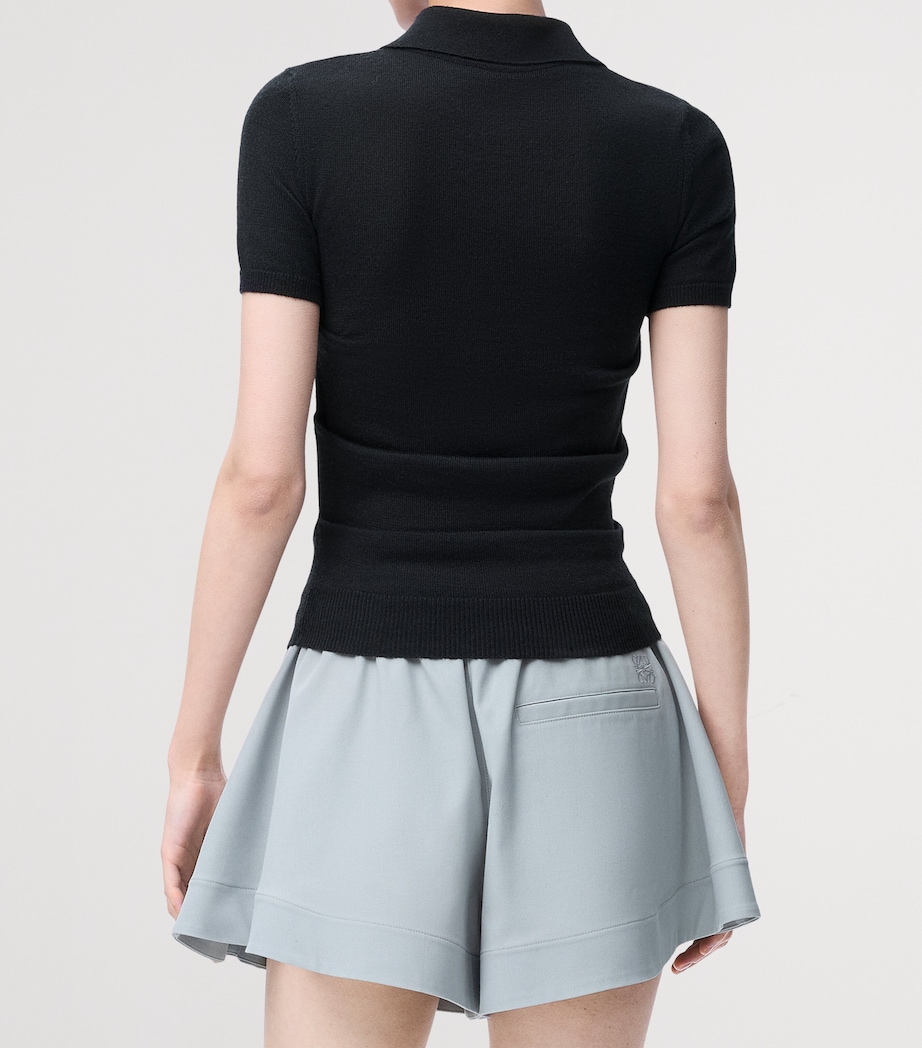 Cashmere-Silk Anagram Polo Sweater BLACK Image 4