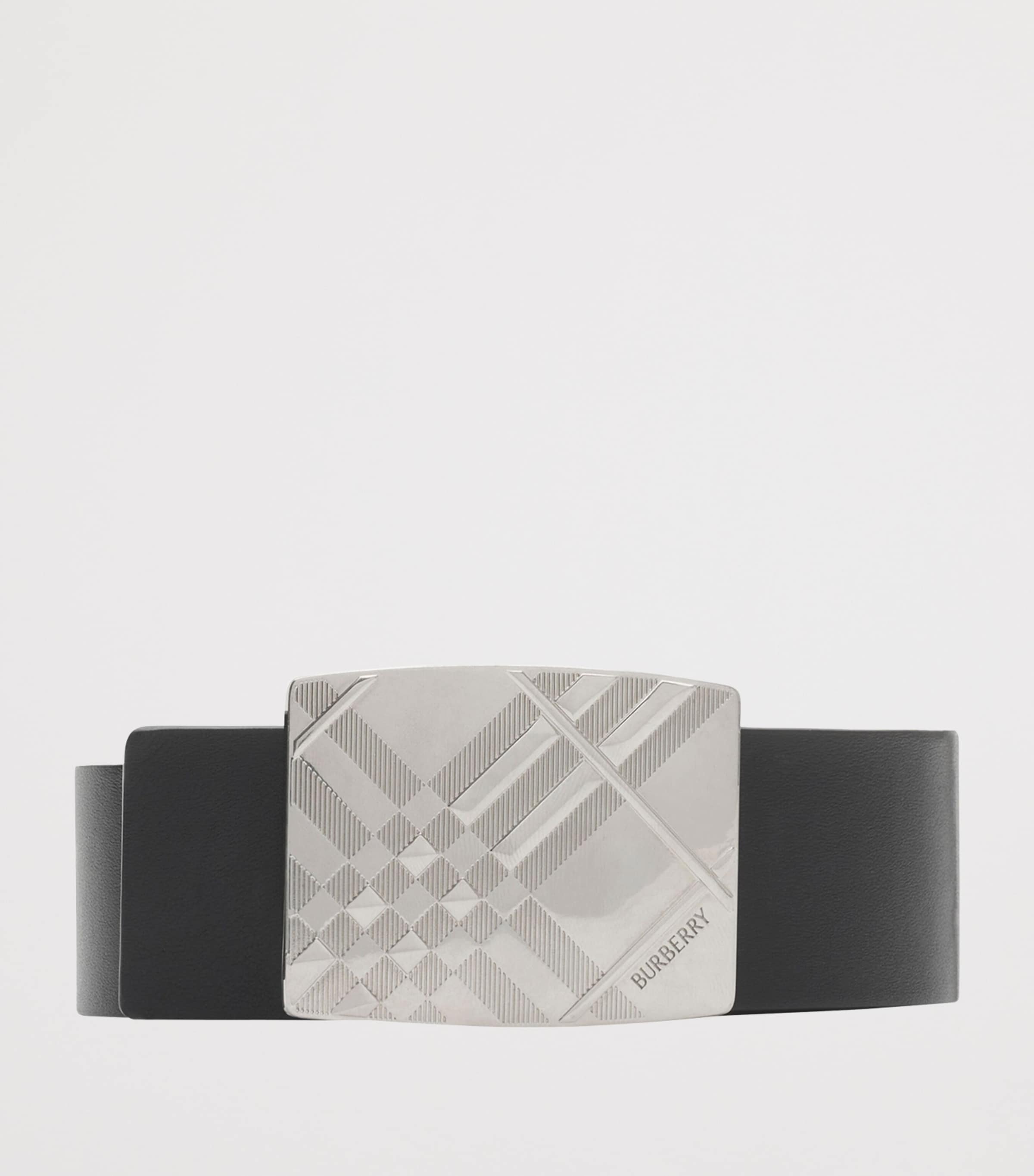 Leather Check Reversible Belt BLACKCHARCOAL Image 3
