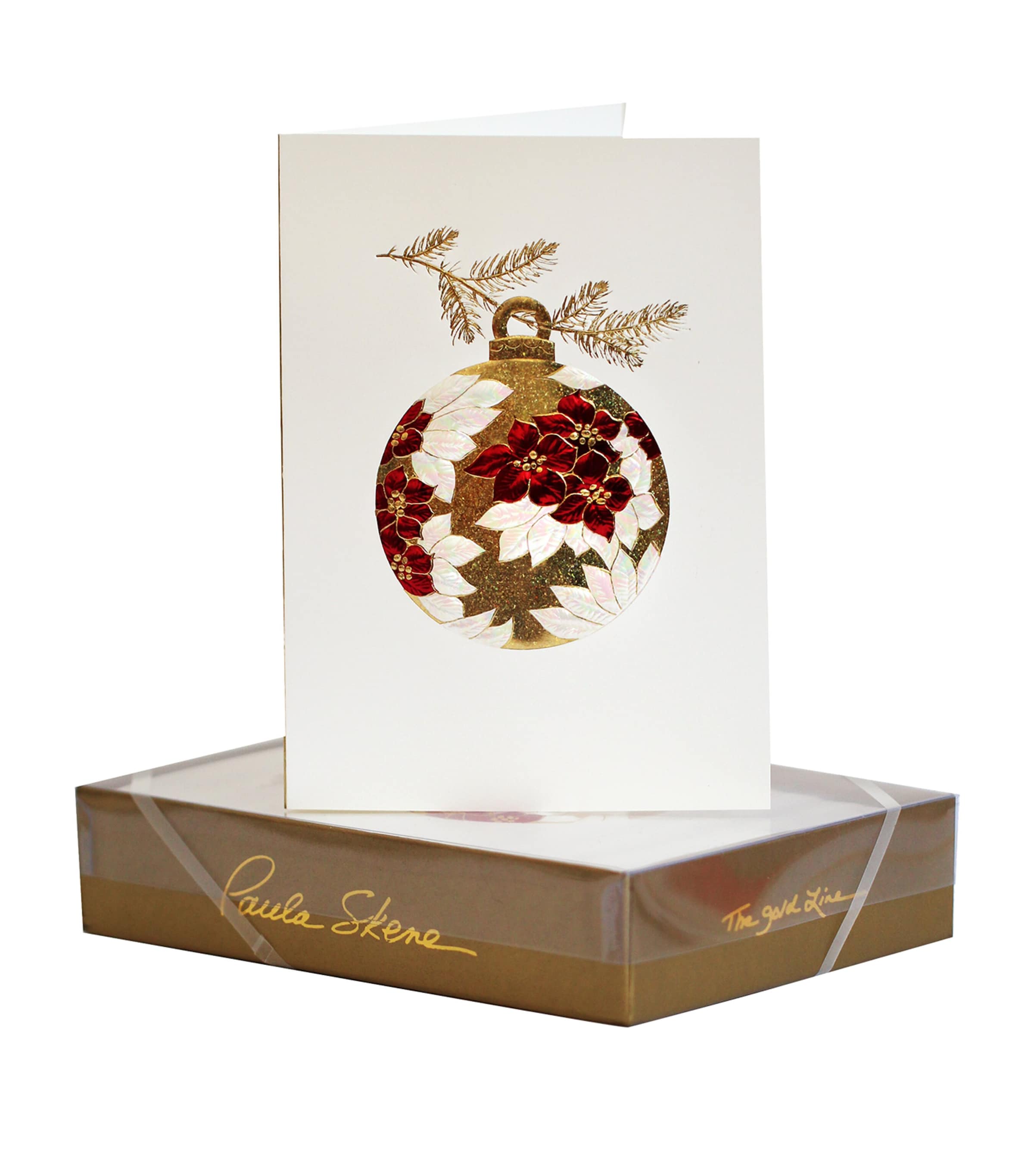 Paula Skene Poinsettia Ornament Christmas Cards In Neutral