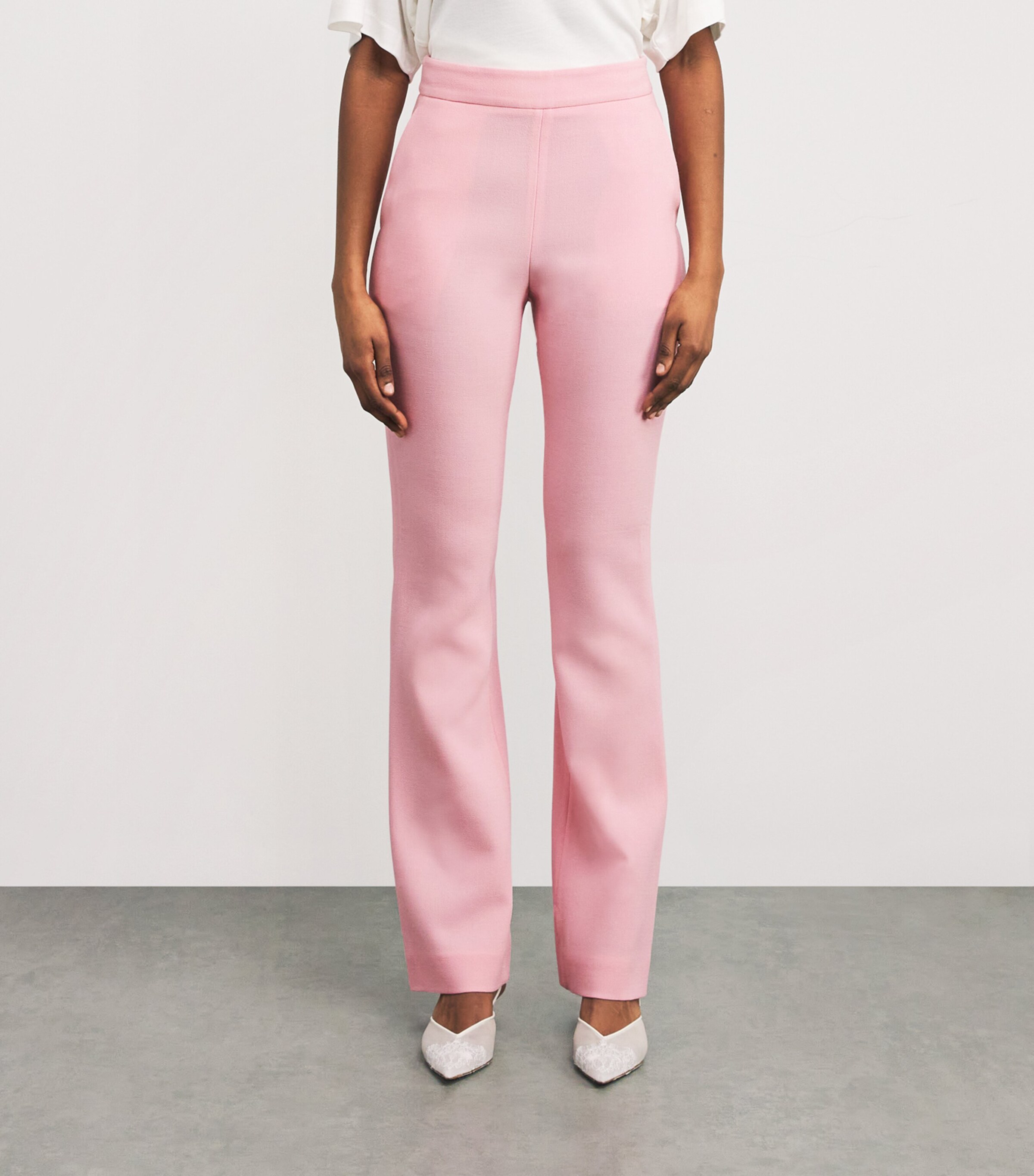 NOMADISSEM Womens Wool-Blend Bixby Flared Trousers Pink Image 3