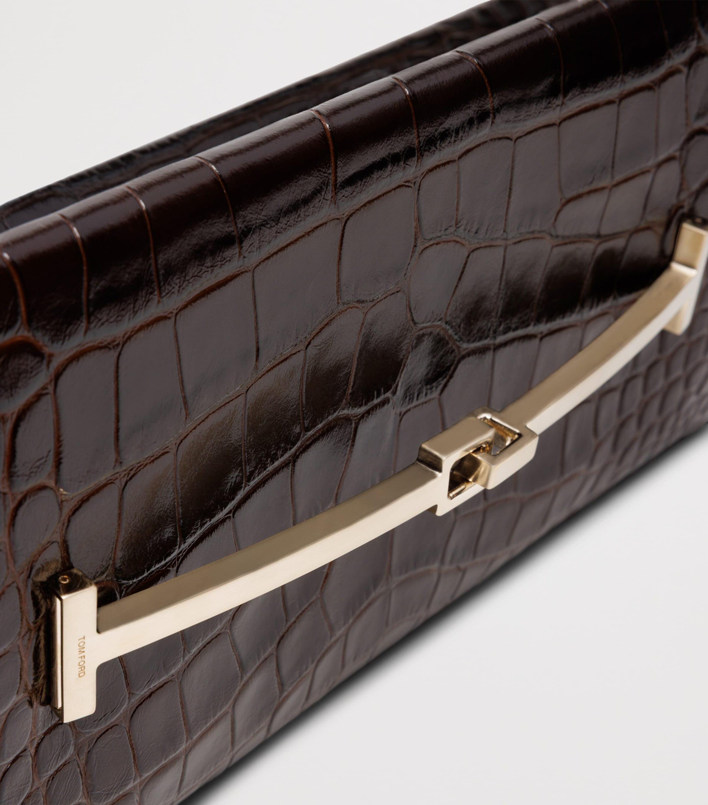 TOM FORD Brown Croc-Embossed Leather Clutch Bag | Harrods US