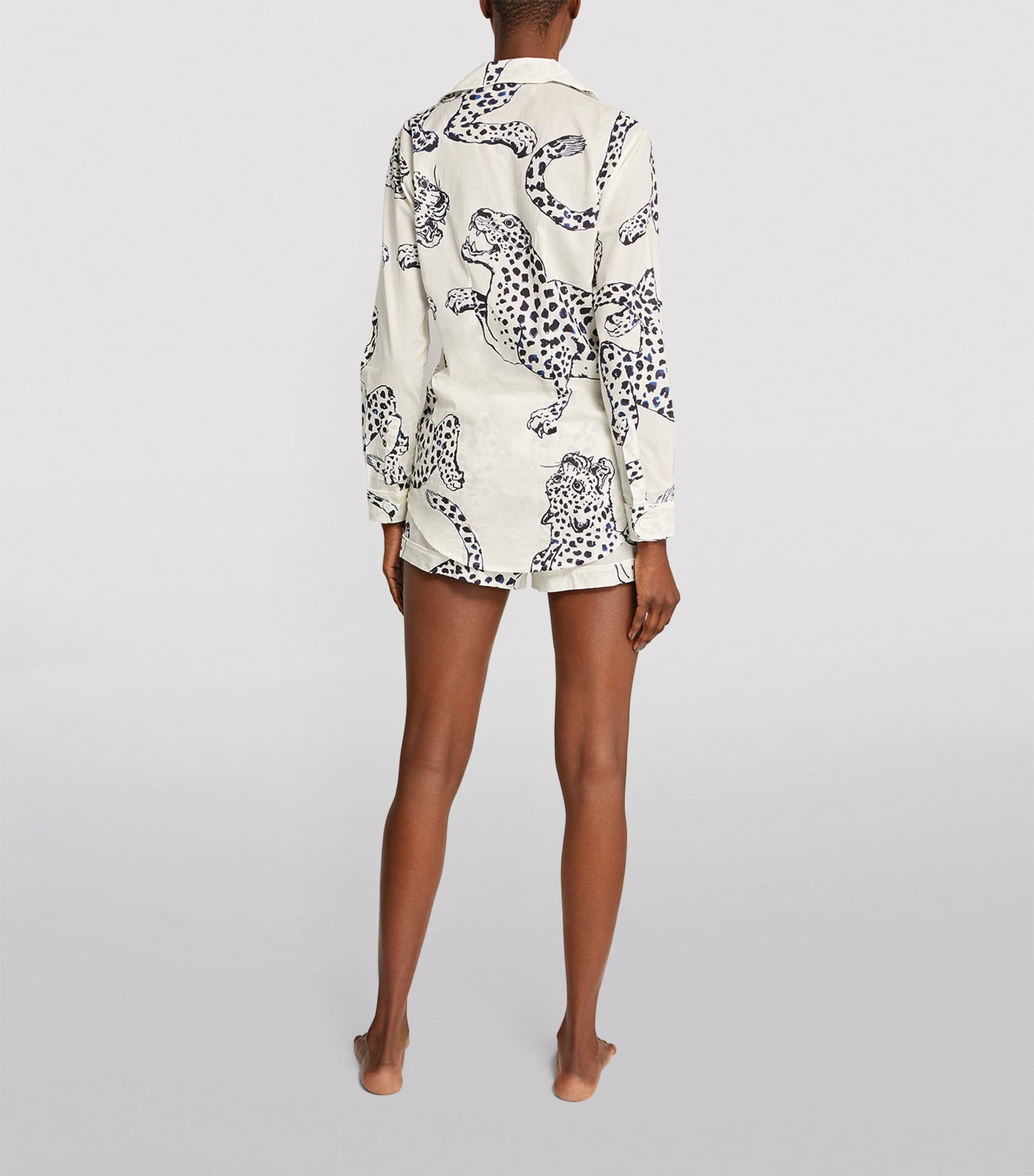 Desmond & Dempsey Womens Jaguar Print Pyjama Set Cream Image 3
