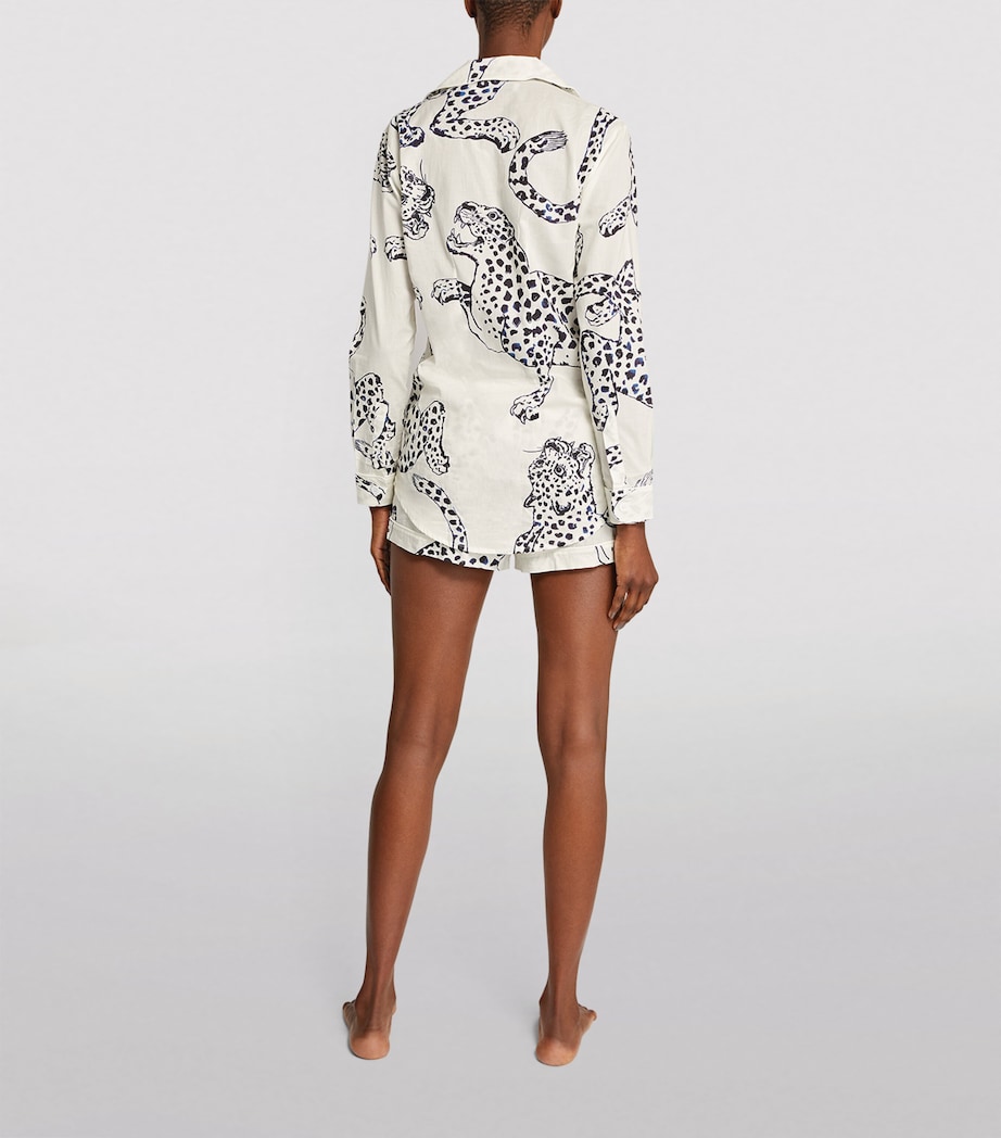 Desmond & Dempsey Womens Jaguar Print Pyjama Set Cream Image 3