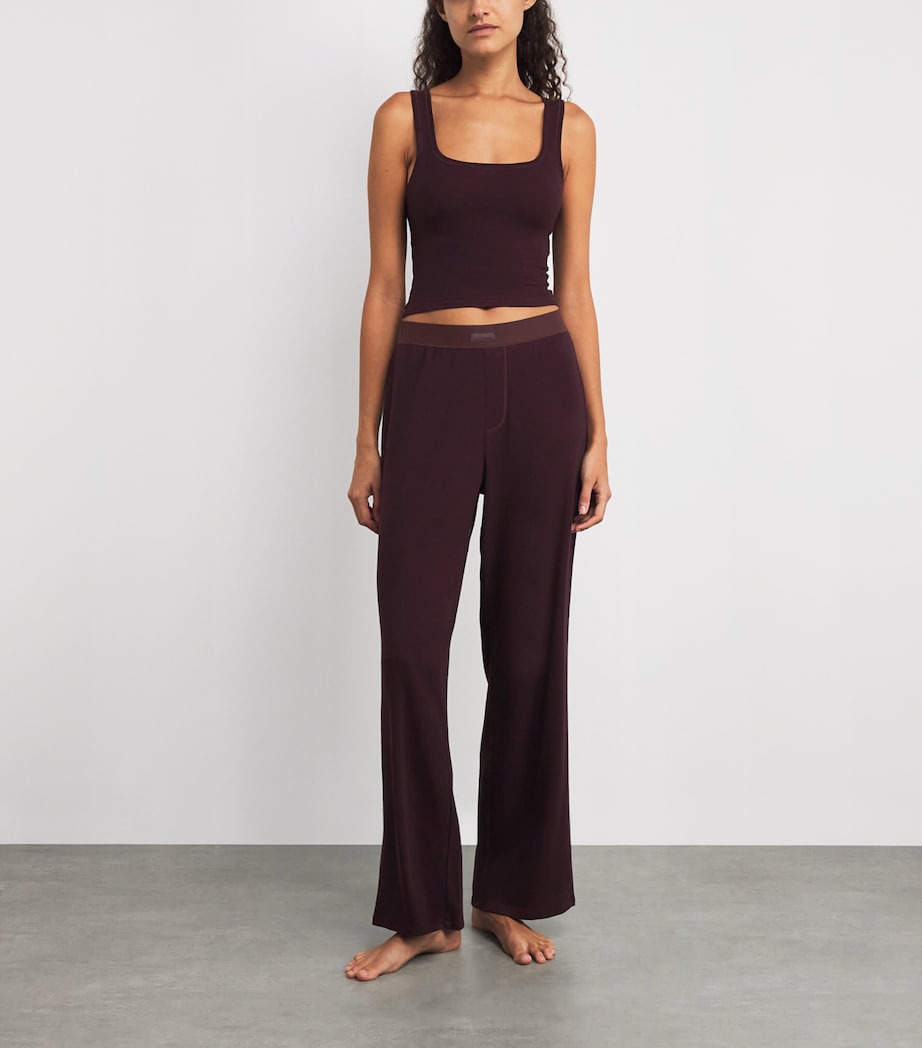 Stretch-Cotton Ribbed Trousers CURRANT Image 2