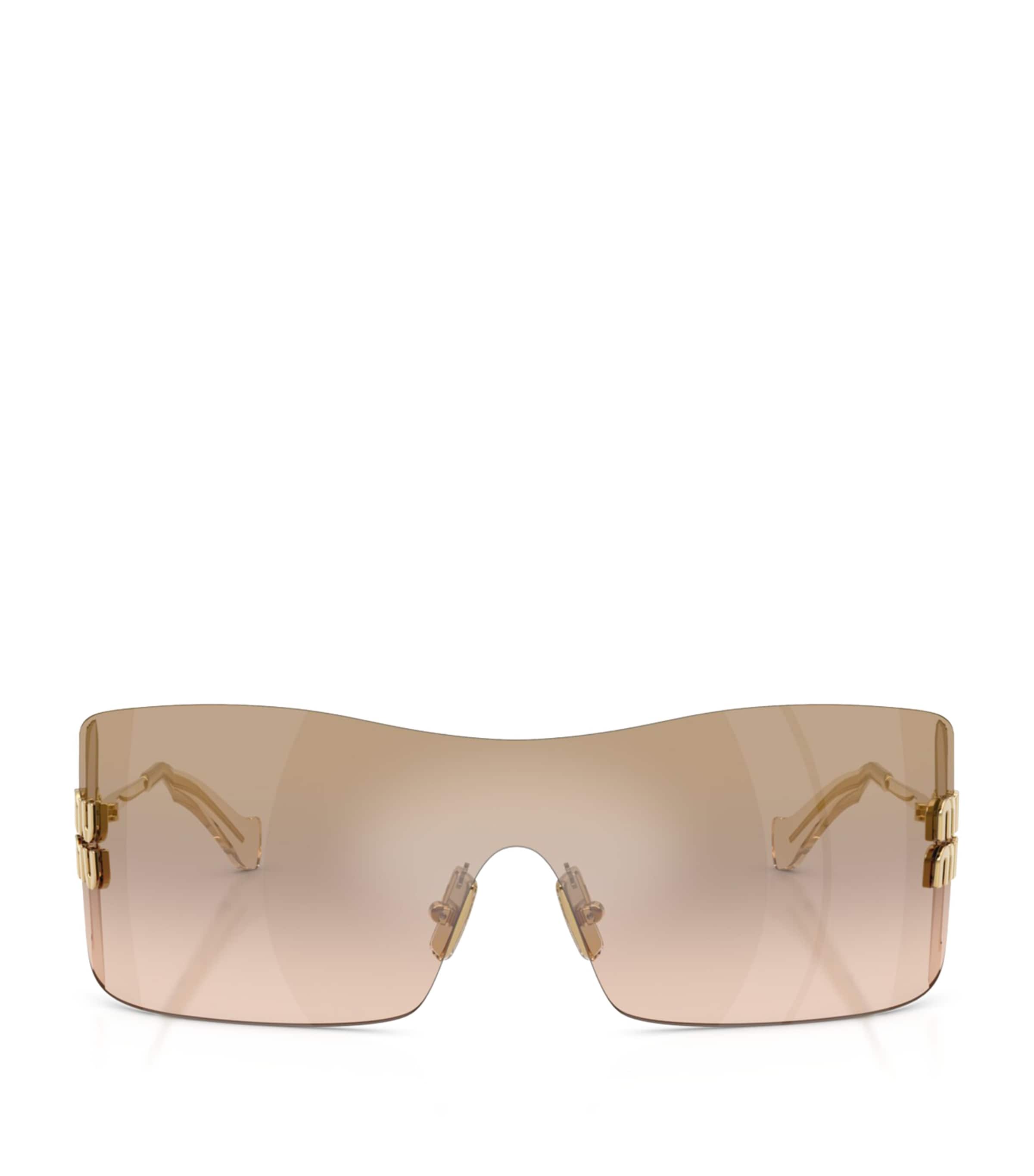 Miu Miu Rimless Shield Sunglasses Gold Image 1