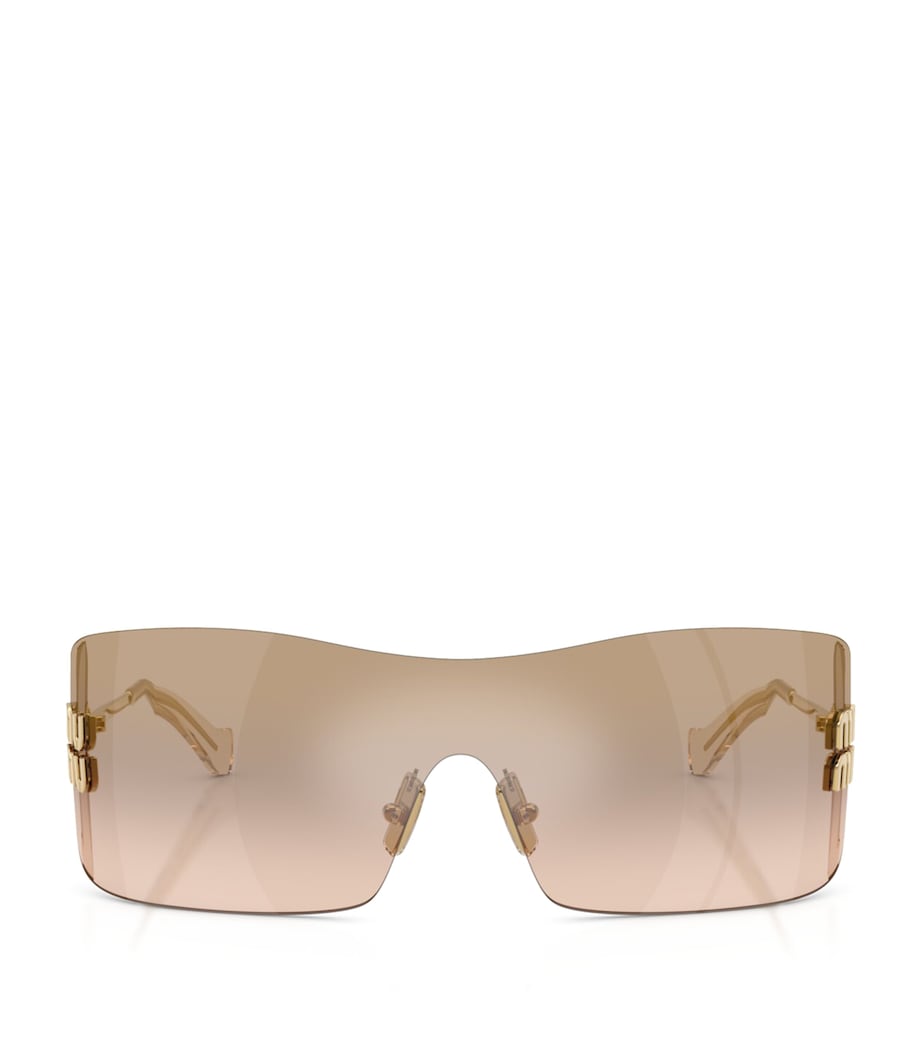Miu Miu Rimless Shield Sunglasses Gold Image 1