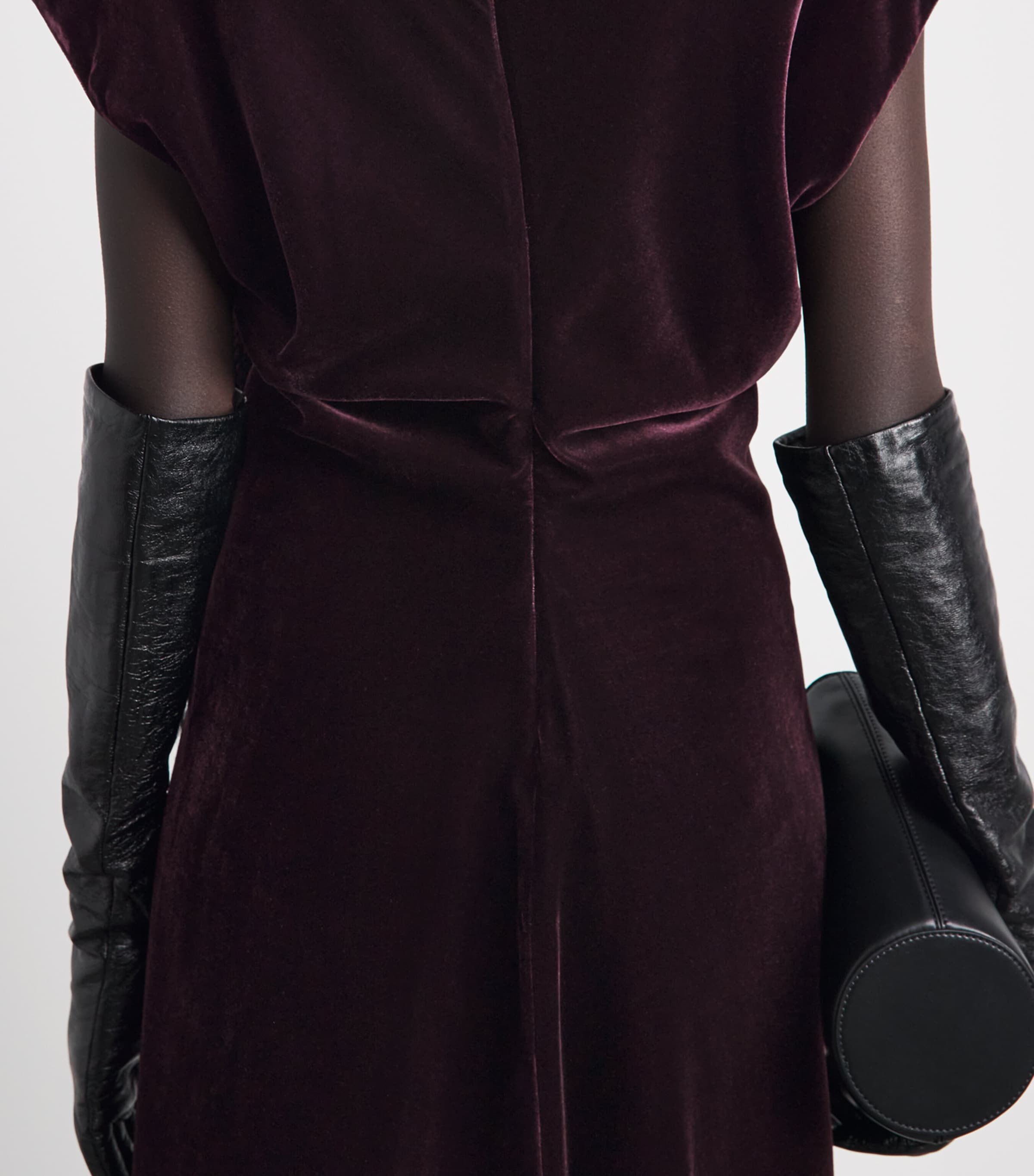 Agnona Womens Velvet Gathered Midi Dress Brgndy Image 5