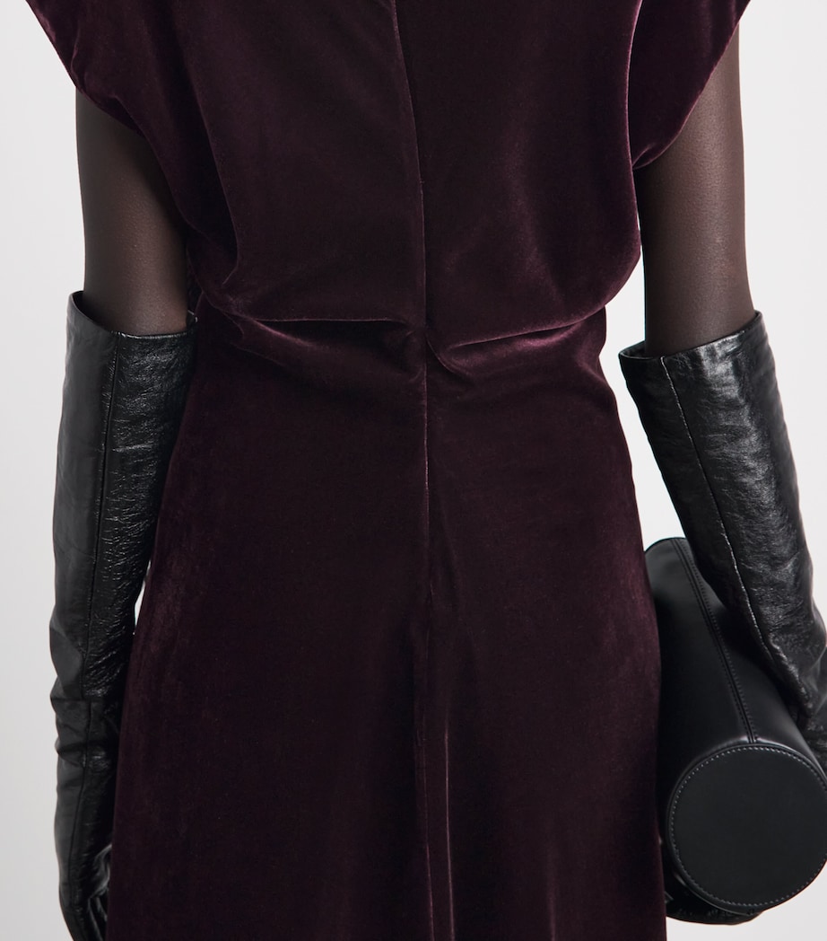 Agnona Womens Velvet Gathered Midi Dress Brgndy Image 5