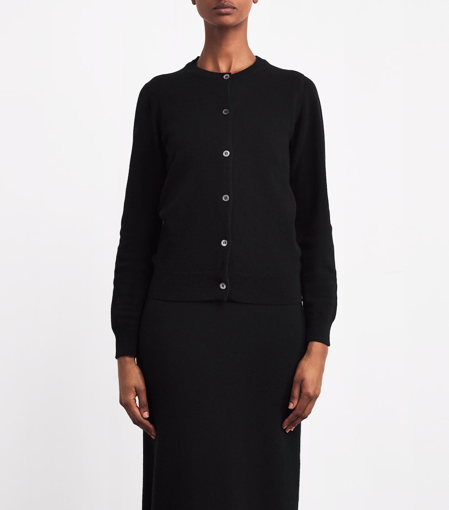 Cashmere Crew-Neck Cardigan BLACK Image 3