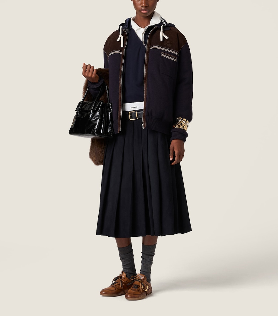 Waxed Suede Pleated Midi Skirt F0008 Image 2