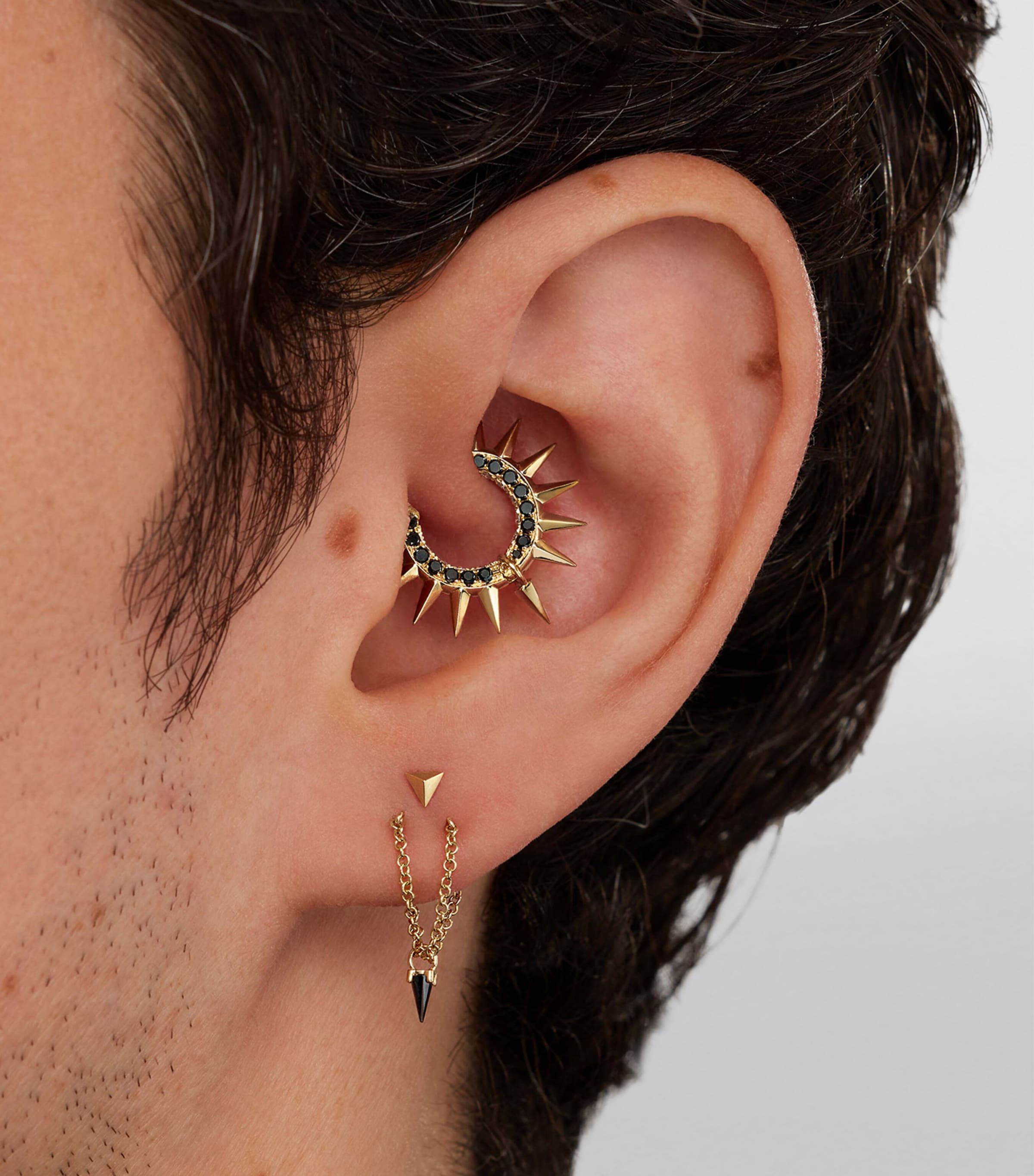 Yellow Gold Faceted Triangle Threaded Stud Earring (3.5mm) YELLOW GOLD Image 2