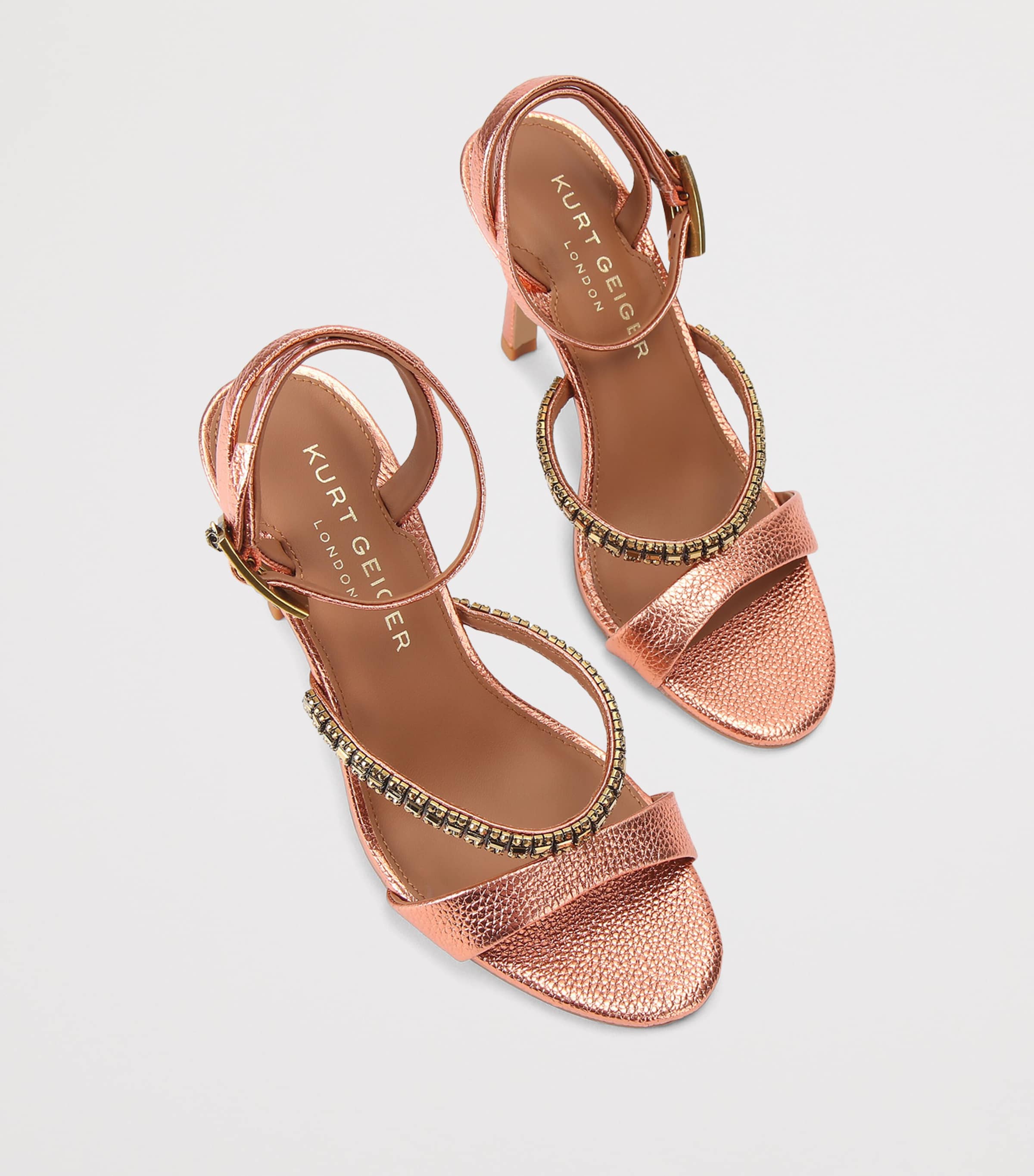 Kurt Geiger London Leather Embellished Sandals Peach Image 4