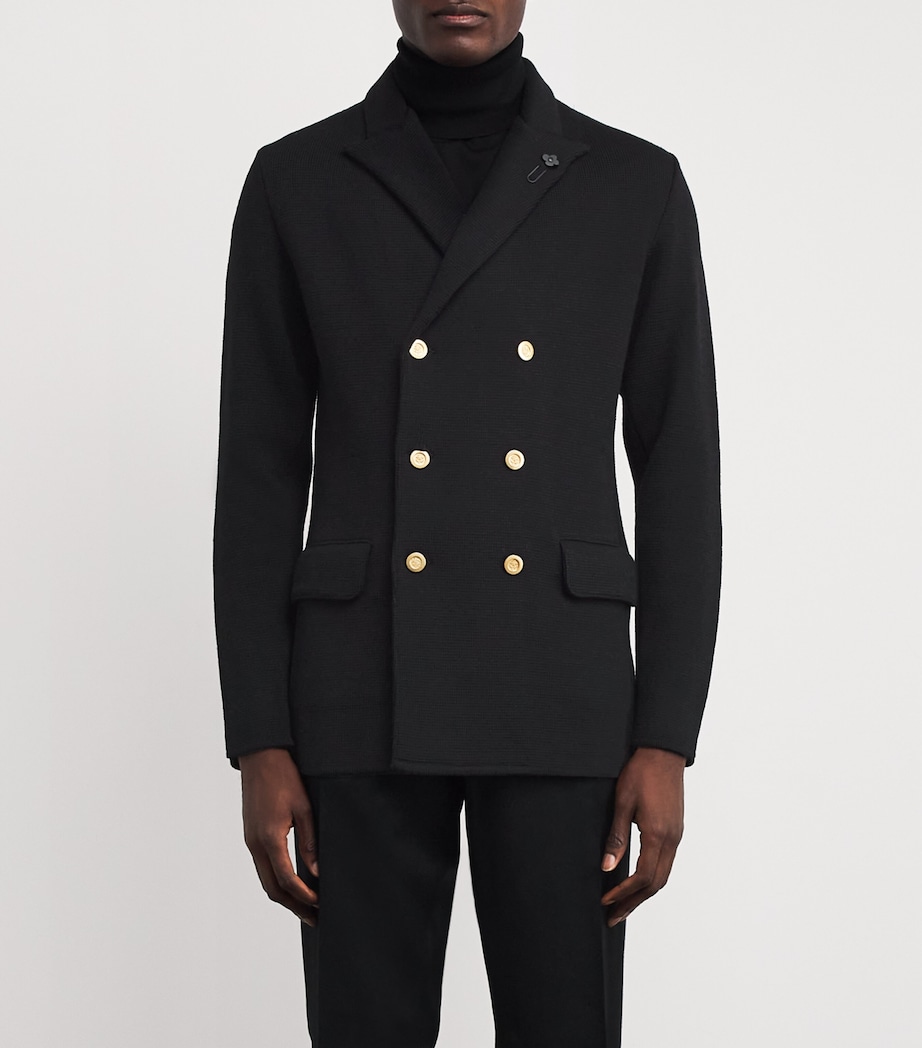 Virgin Wool Knitted Blazer 999 BLACK Image 3