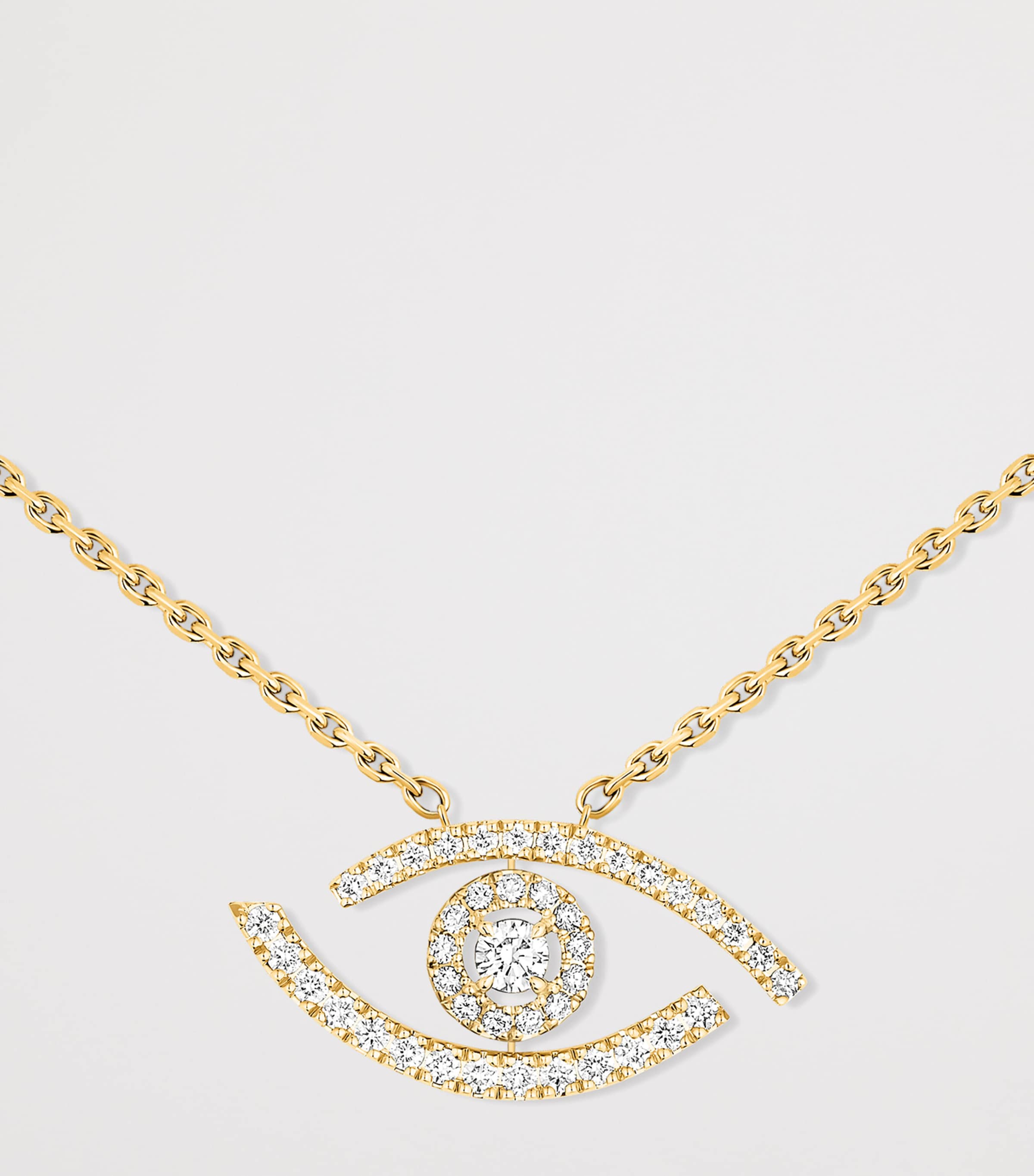 Messika Lucky Eye Yellow Gold and Diamond Pavé Necklace (0.29ct) Yellow Gold Image 3