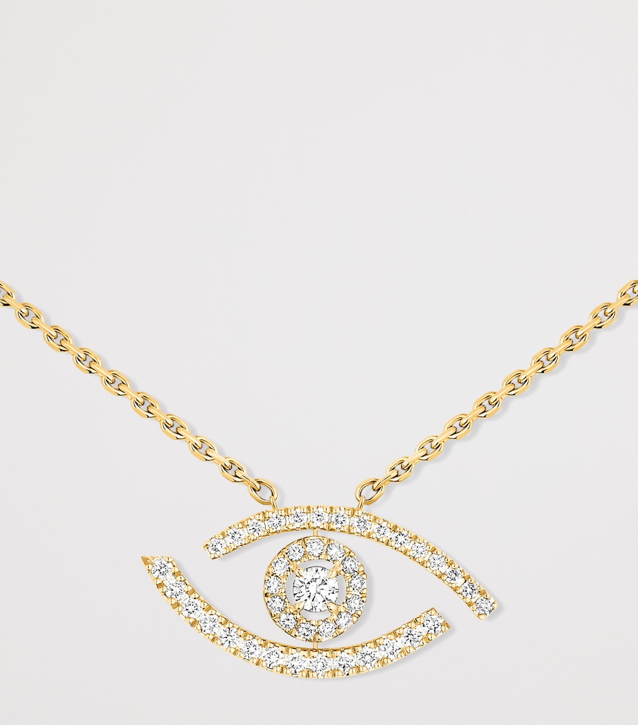 Messika Lucky Eye Yellow Gold and Diamond Pavé Necklace (0.29ct) Yellow Gold Image 3