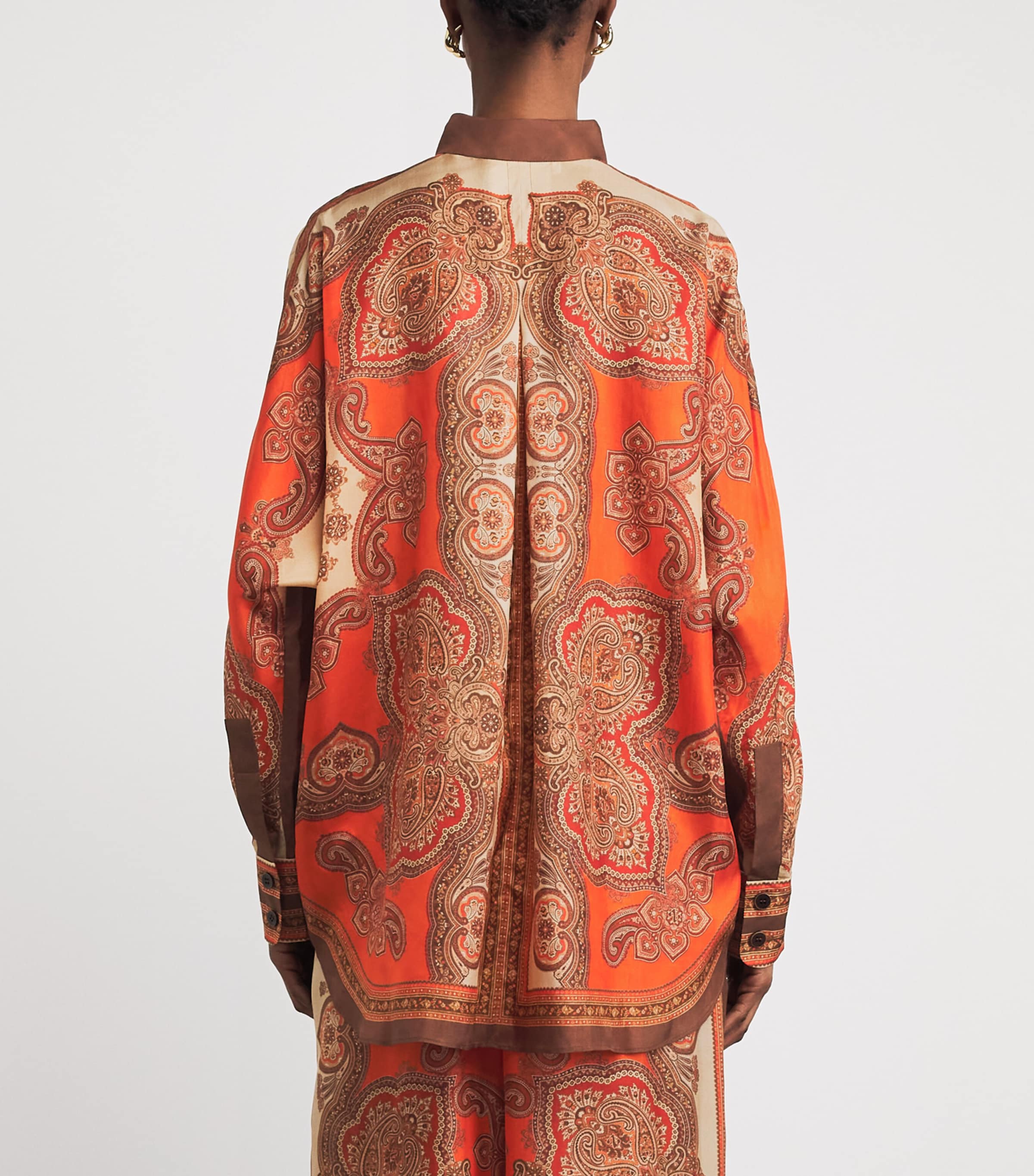 Zimmermann Womens Silk Mahon Shirt Tangerine Paisley Image 5