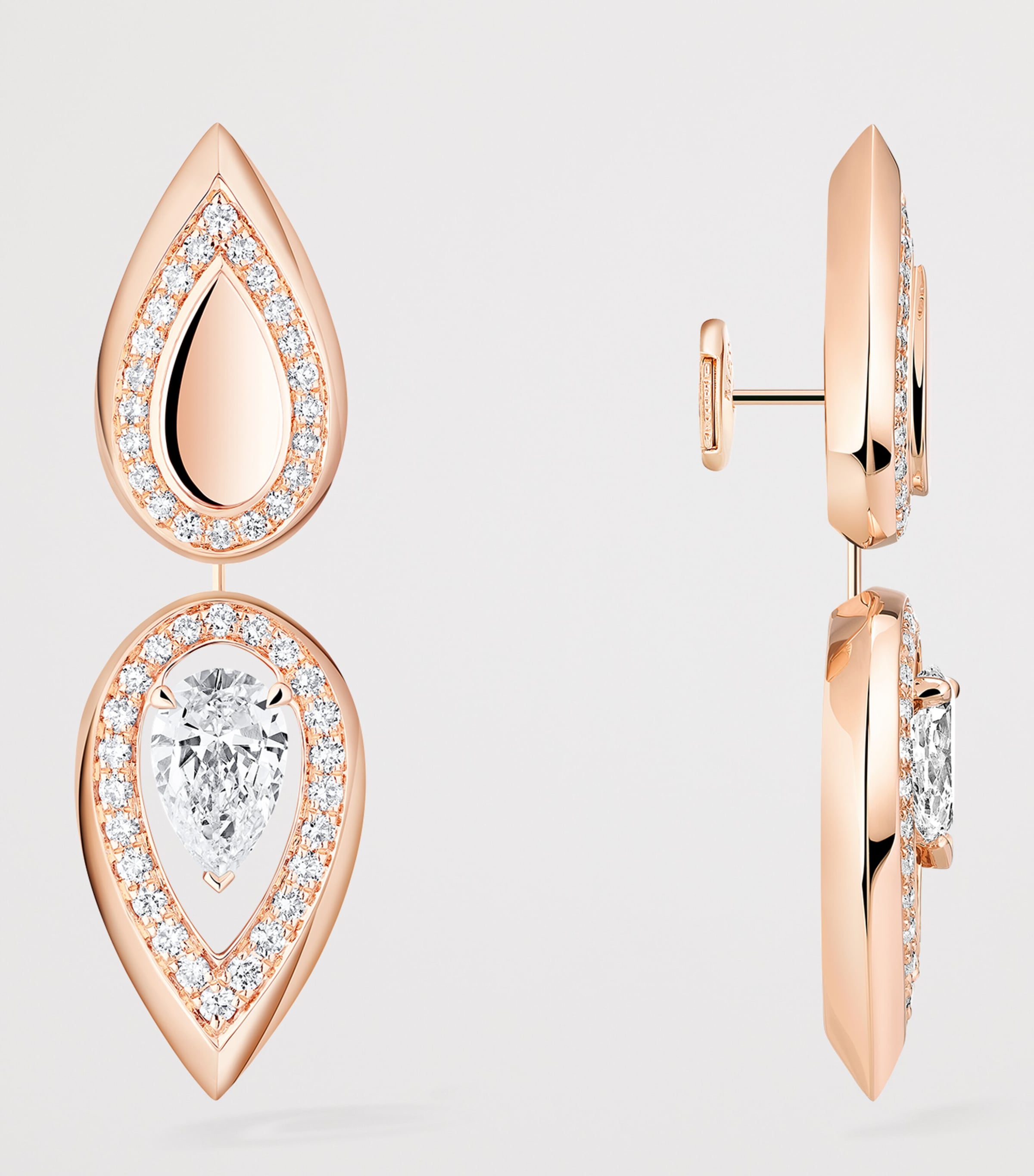 Messika Fiery Pink Gold and Diamond Pendant Earrings (0.73ct) Pink Gold Image 3