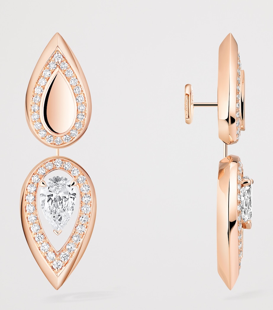 Messika Fiery Pink Gold and Diamond Pendant Earrings (0.73ct) Pink Gold Image 3