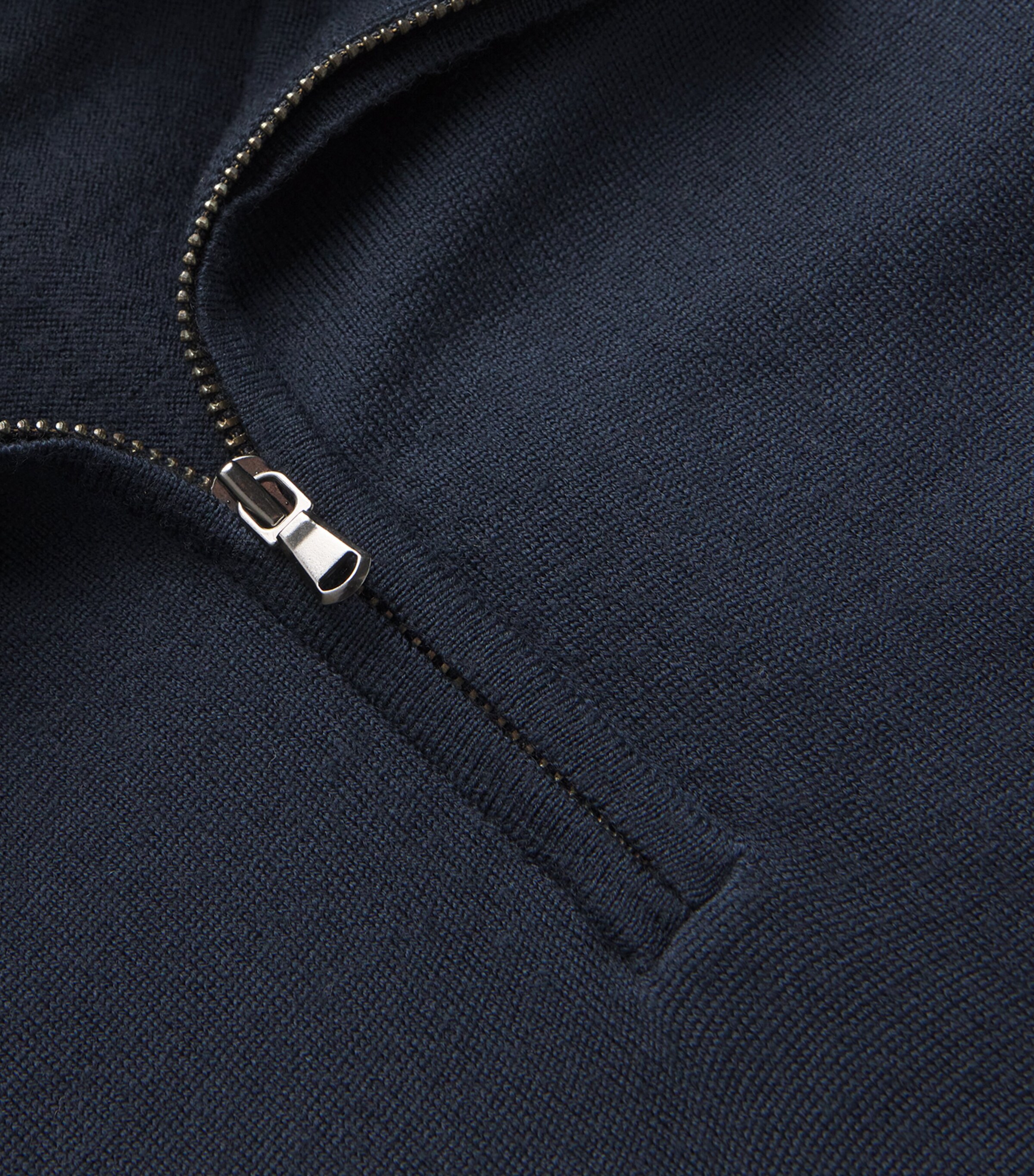 Sunspel Mens Merino Half-Zip Sweater Light Navy Image 5