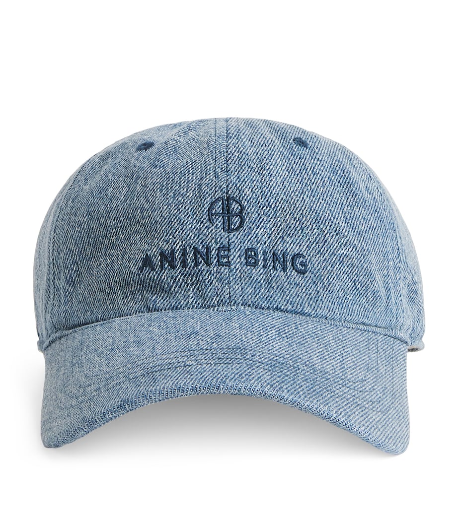 ANINE BING Embroidered Jeremy Baseball Cap Shadow Blue Image 1