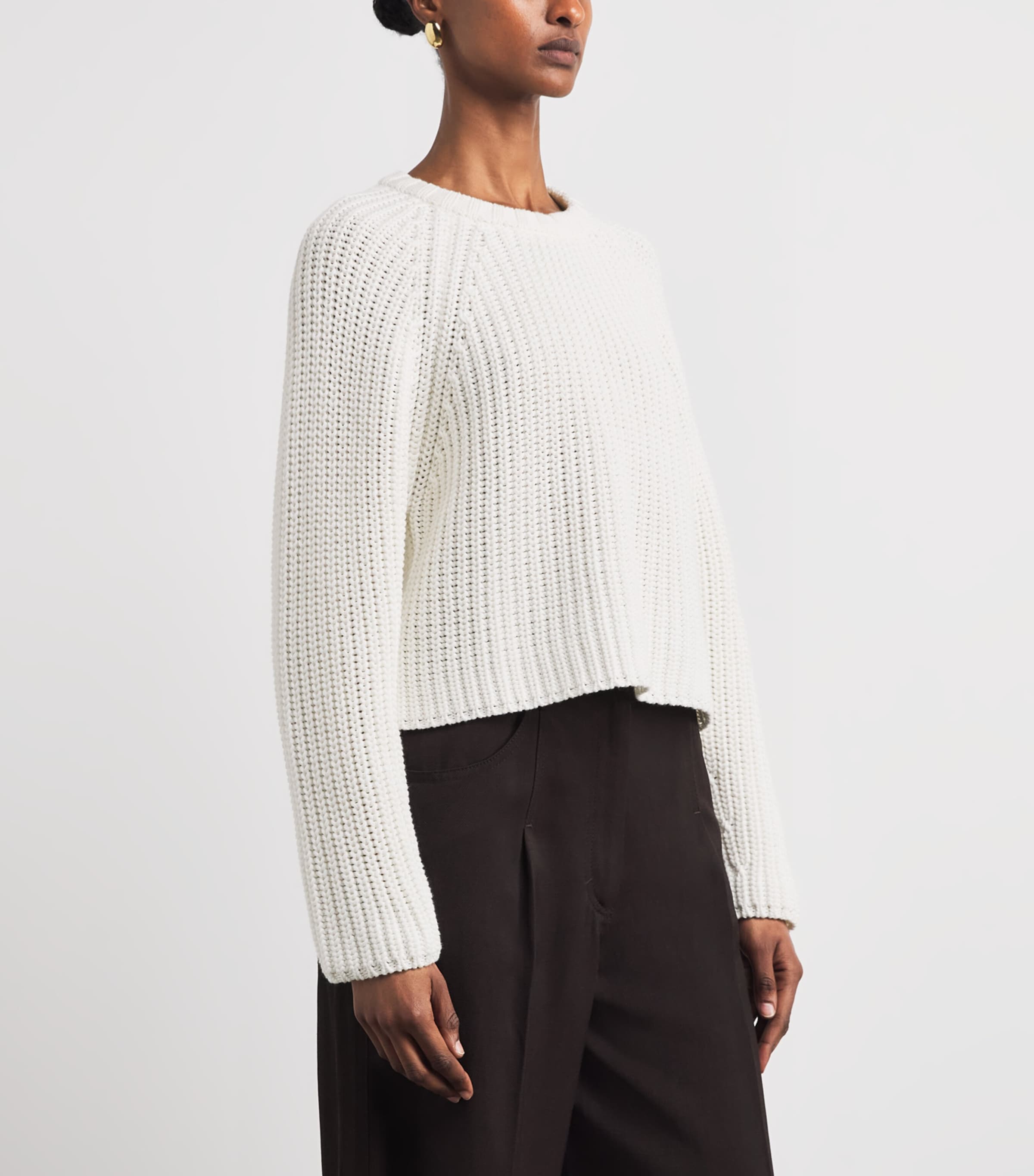 ME+EM Womens Organic Cotton Weekend Sweater Soft White Image 4