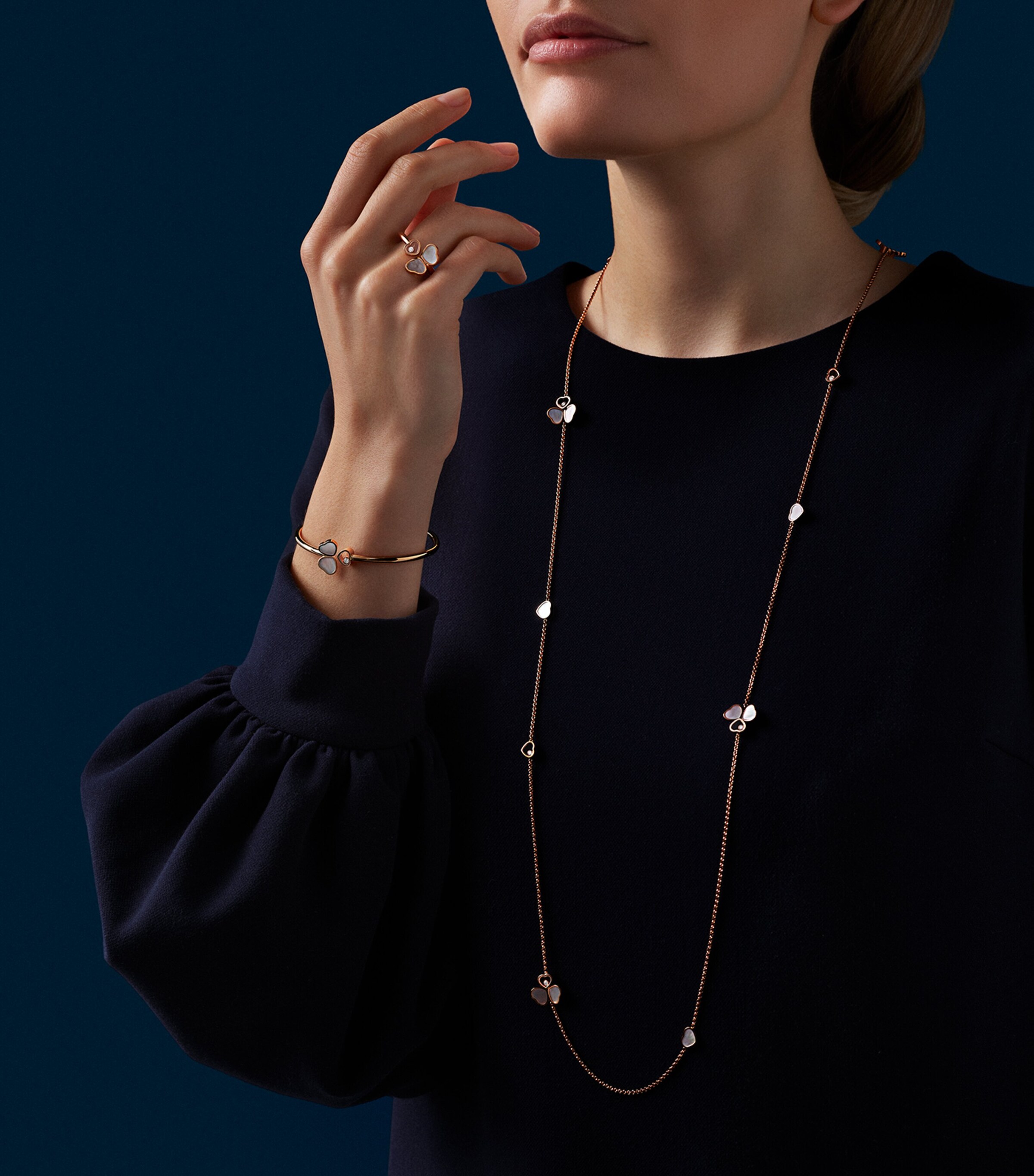 Rose Gold and Diamond Happy Hearts Ring 18K ROSE GOLD Image 4