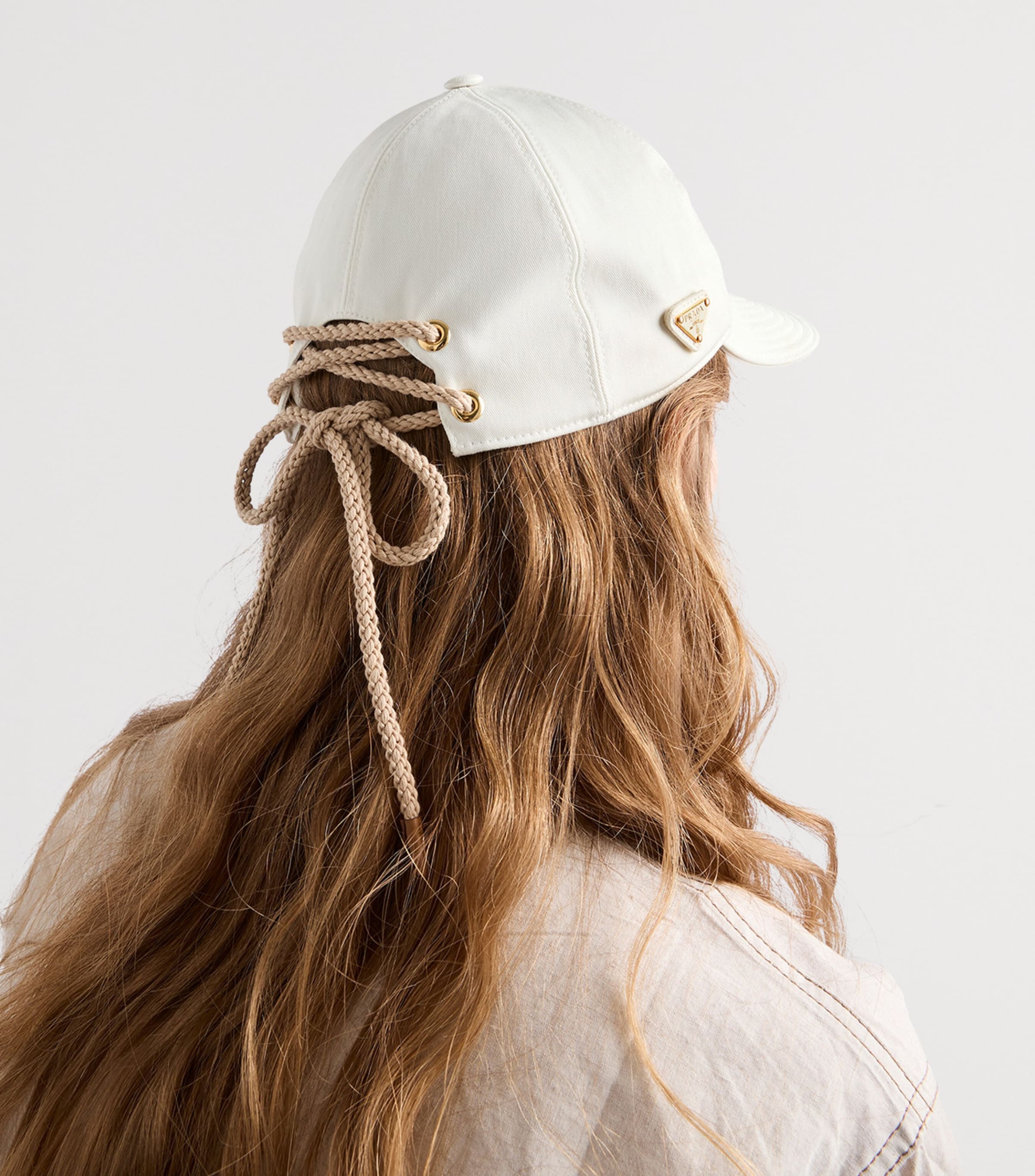 Prada Cotton Cord Cap White Image 2