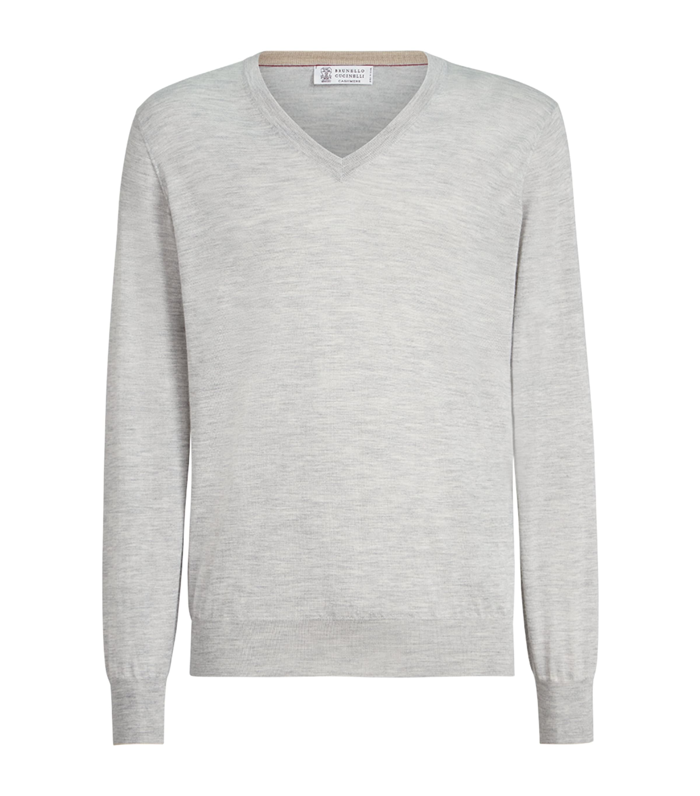 Brunello Cucinelli Mens Cashmere-Silk V-Neck Sweater Image 1