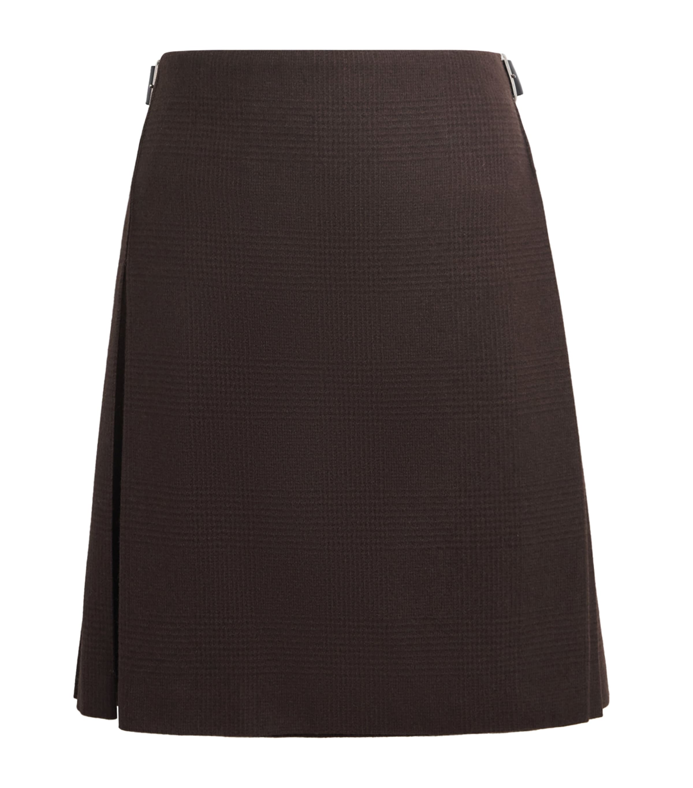 Johnstons Of Elgin Womens x Le Kilt Wool-Cashmere Pleated Midi Skirt Brn Shdow Chk Image 1