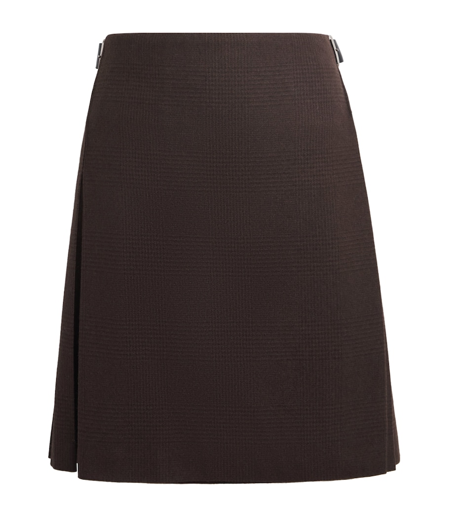 Johnstons Of Elgin Womens x Le Kilt Wool-Cashmere Pleated Midi Skirt Brn Shdow Chk Image 1