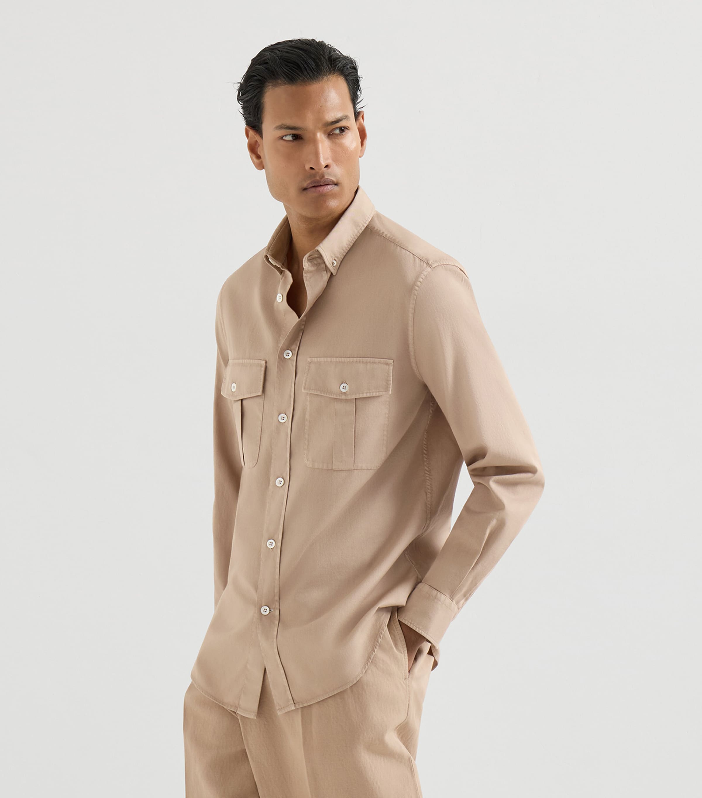 Brunello Cucinelli Mens Cotton Garment-Dyed Shirt Image 2