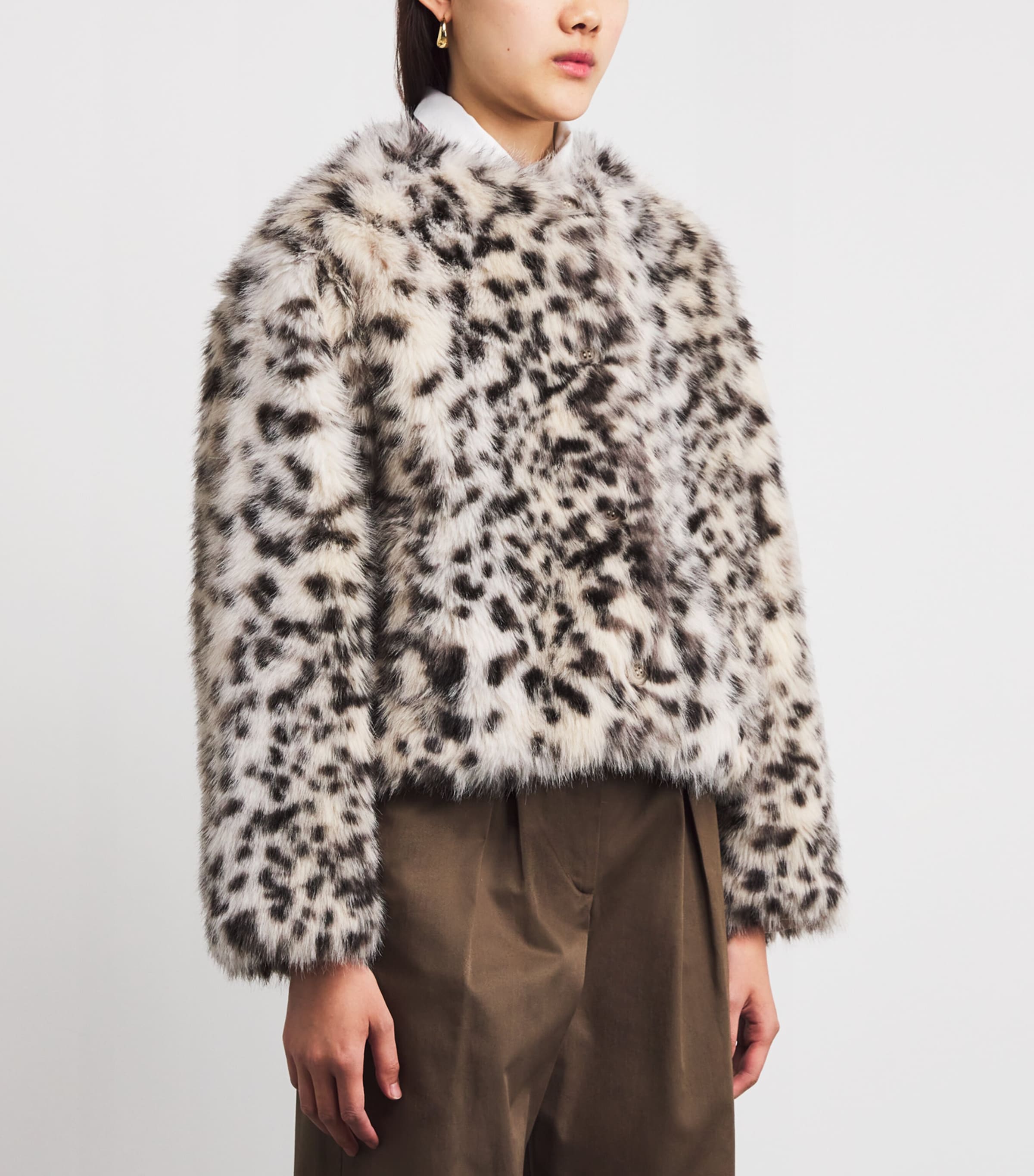 Faux Fur Leopard Print Jacket LEOPARD Image 3