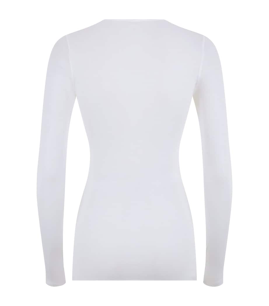 Cotton Seamless Long-Sleeved Top WHITE Image 3