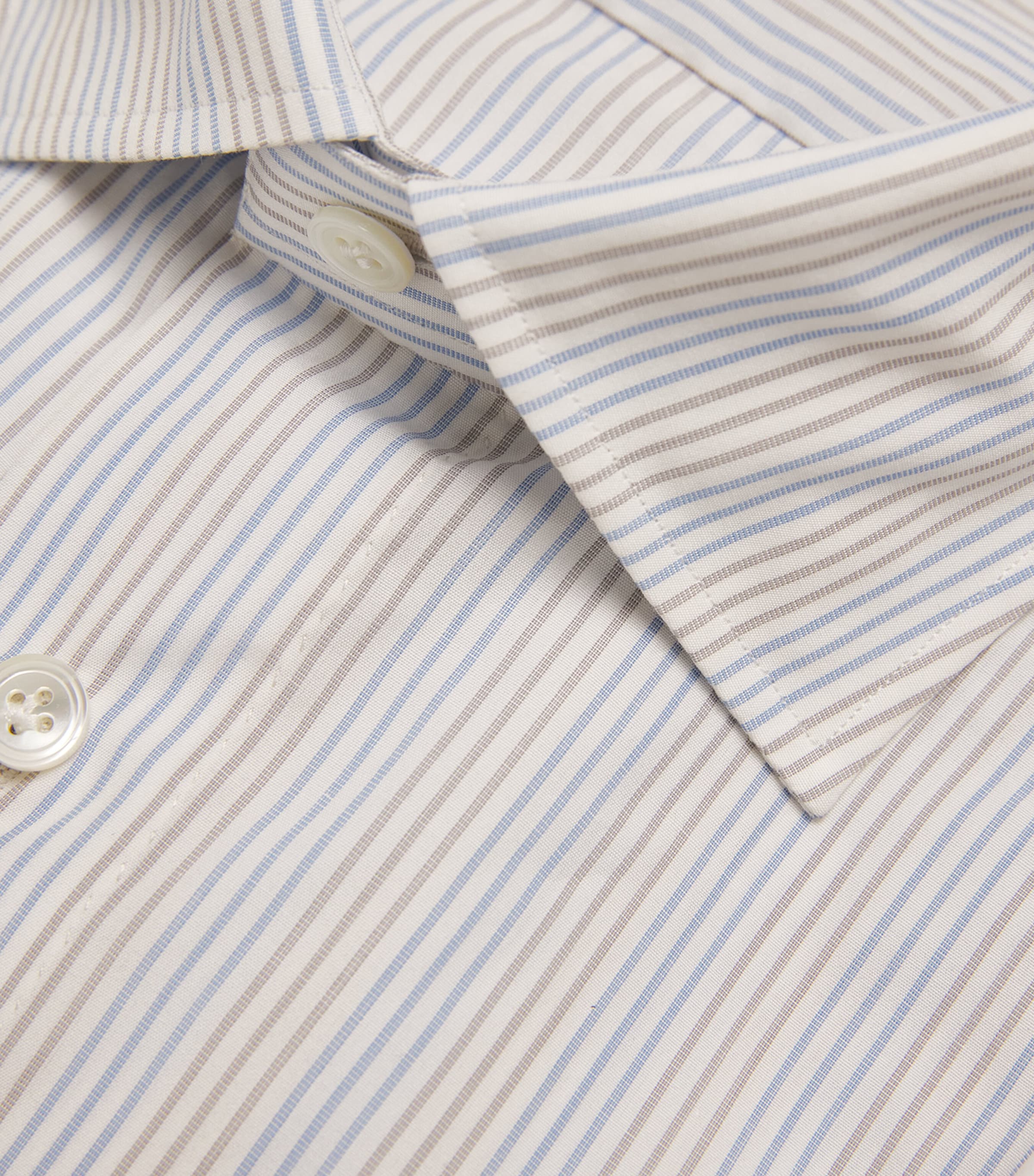 100HANDS Mens Cotton Stripe Shirt Multi Brown Blue Stripe Image 5