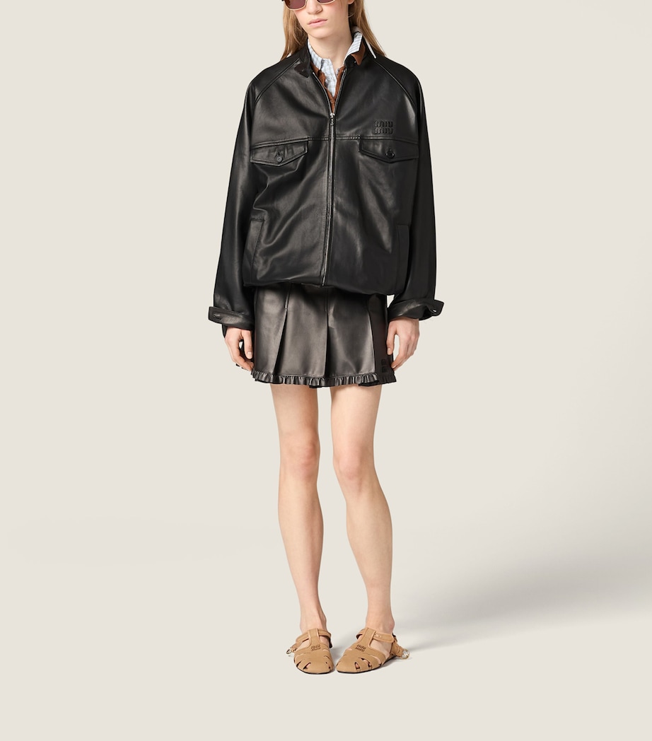 Miu Miu Womens Nappa Leather Blouson Jacket Black Image 2