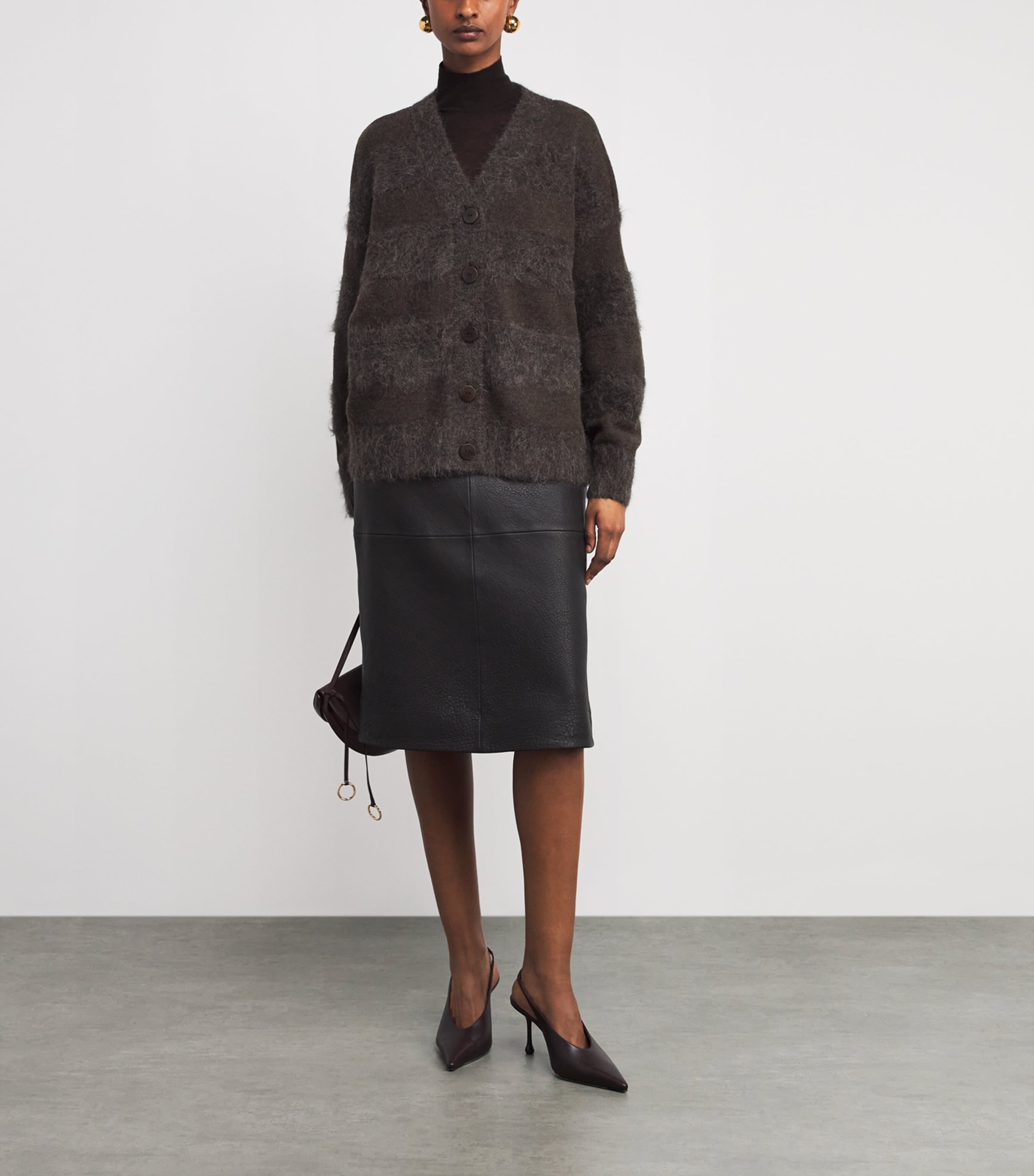 Brushed Stripe Stra Cardigan COCOA Image 2