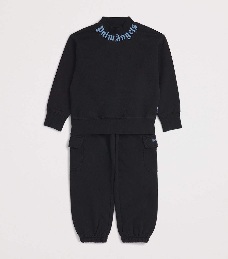 Cotton Logo Sweatpants (4-12+ Years) 1040BLACK-LIGHT BLUE Image 3