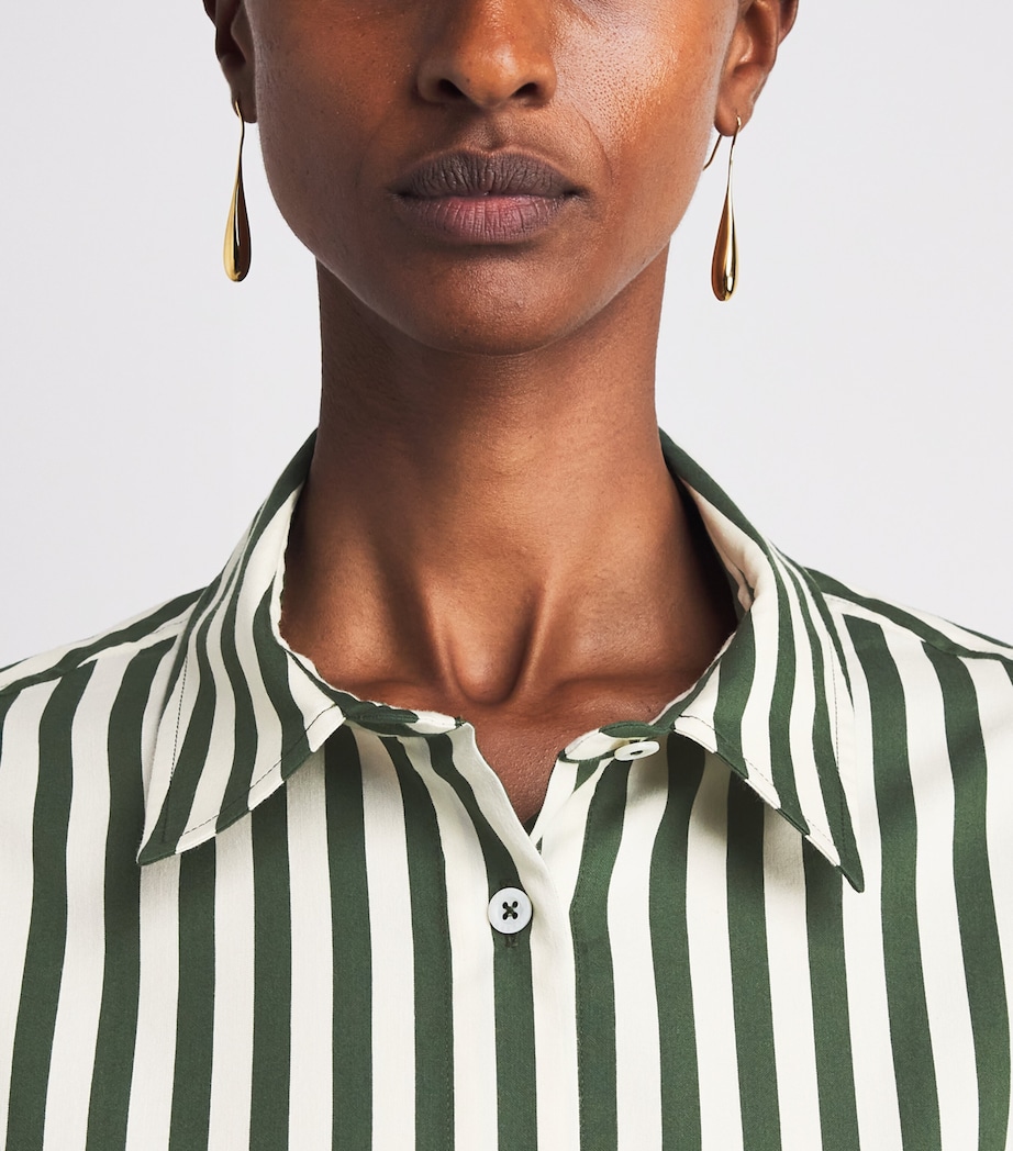 Carolina Herrera Womens Stripe Clara Shirt Ivry Rcng Green Image 3