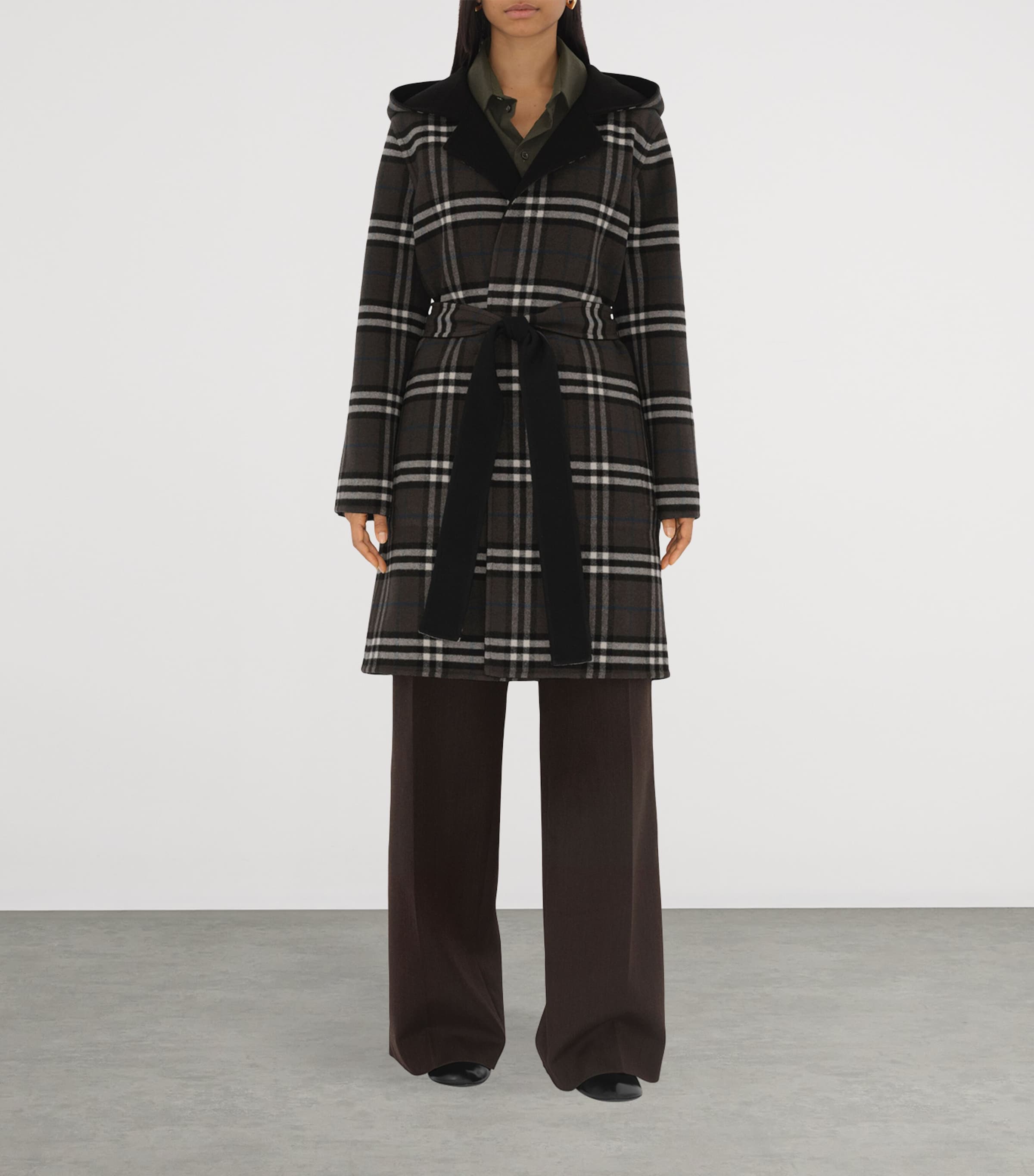 Wool Reversible Car Coat BLACK Image 5