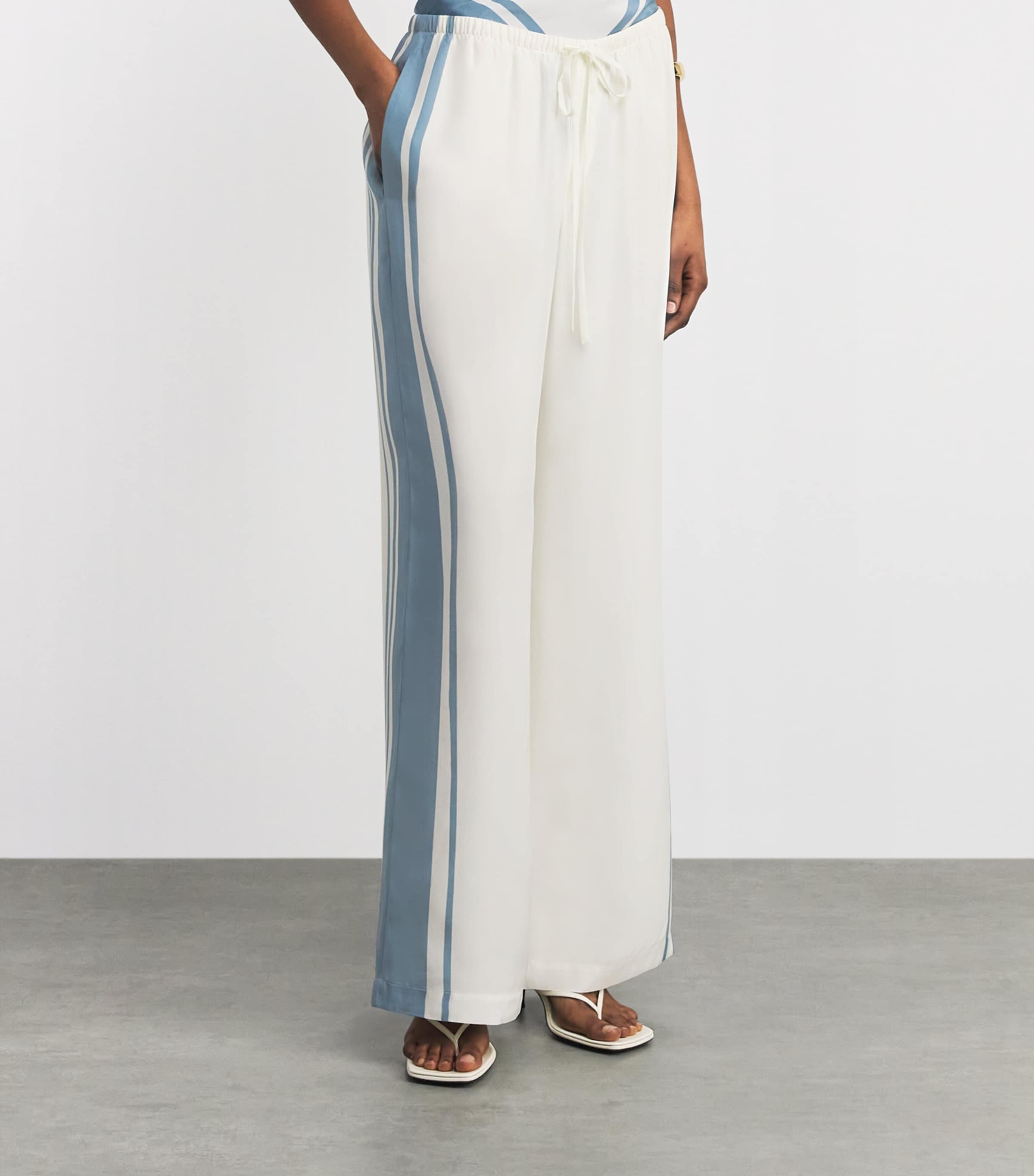 SIR. Womens Silk Drawstring Lilou Trousers Liora Blue Image 4