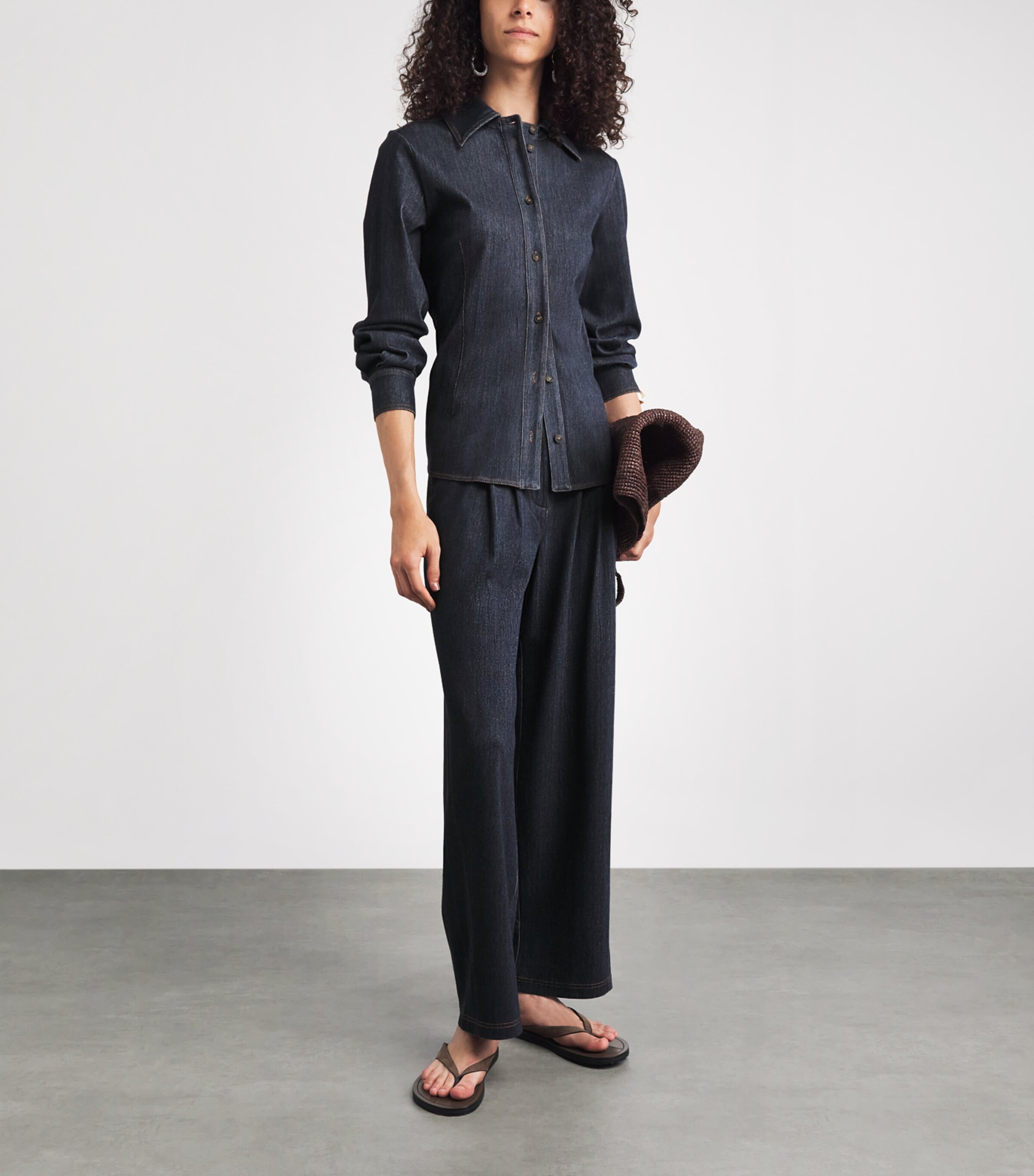 MM Womens Denim-Effect Shirt Navy Image 2
