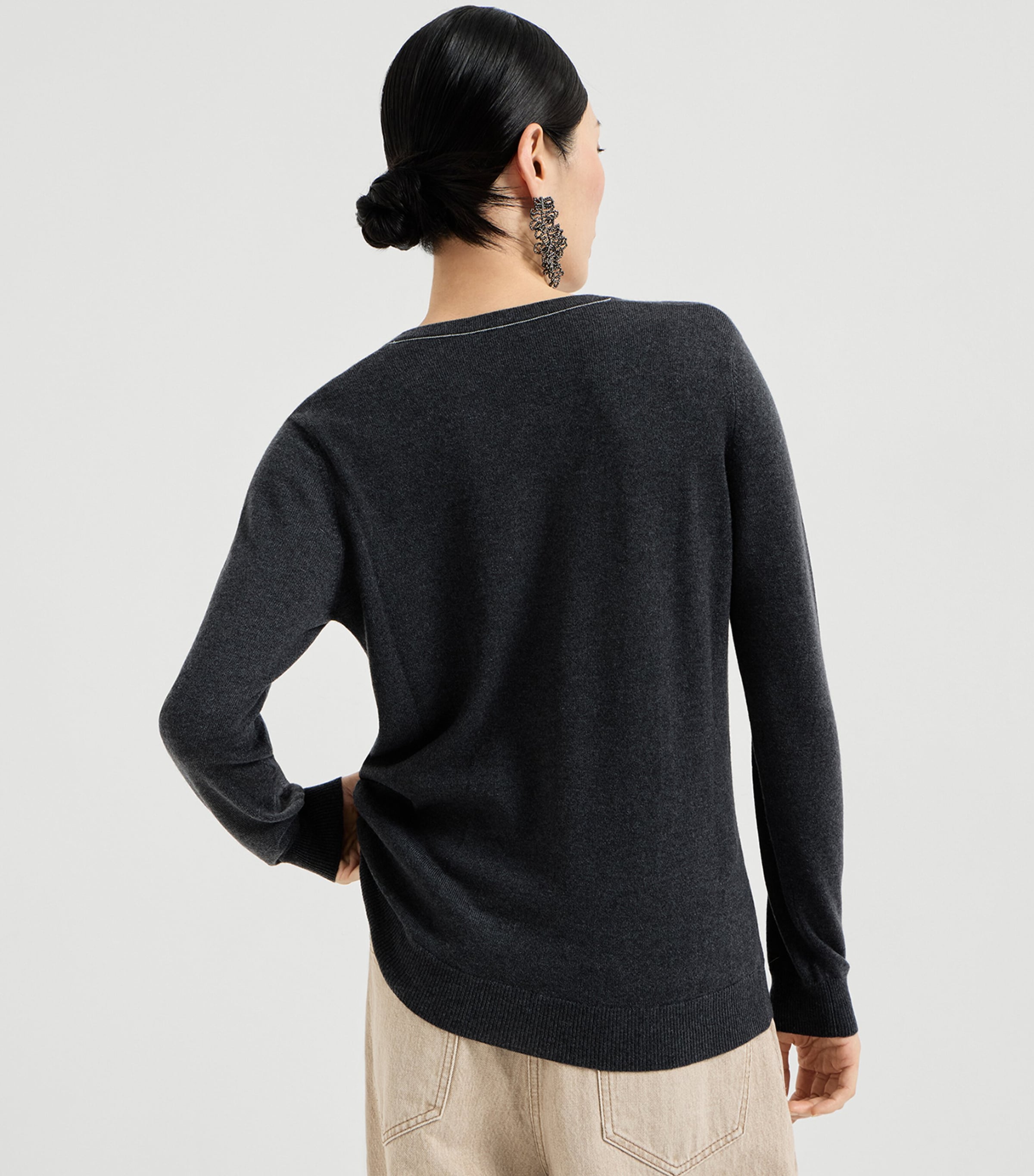 Brunello Cucinelli Womens Cashmere Monili-Detail Sweater Image 5