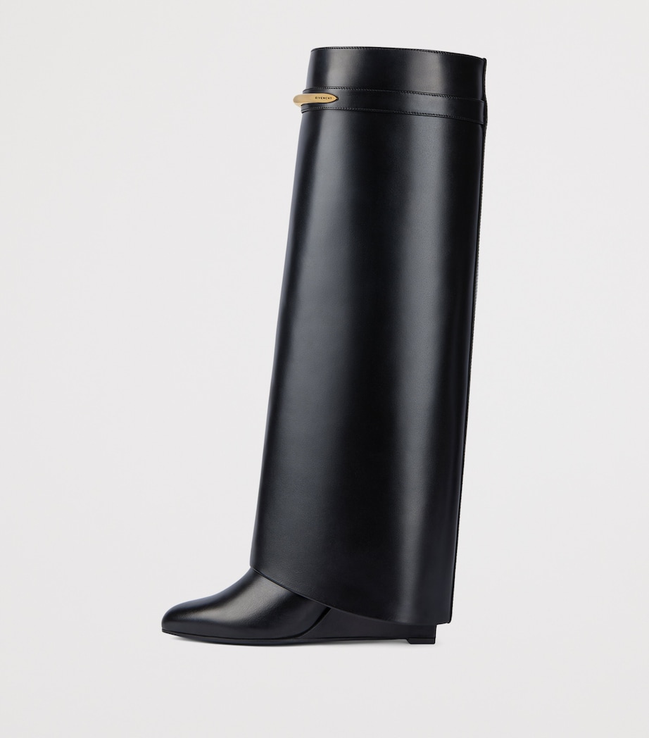 Leather Shark Knee-High Boots 95 BLACK Image 4