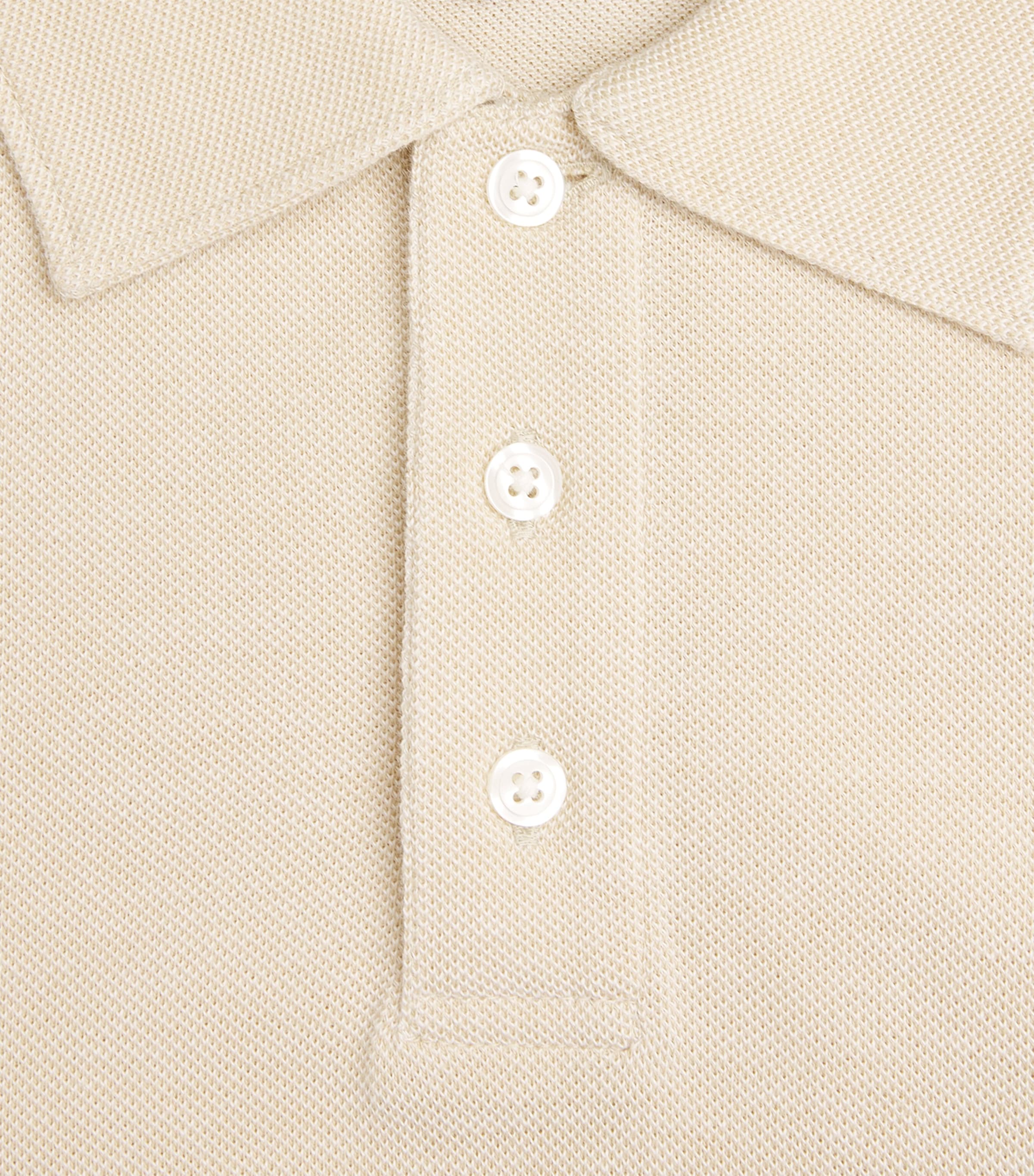 PAIGE Mens Cotton Demille Polo Shirt Pale Khaki Cmb Image 6